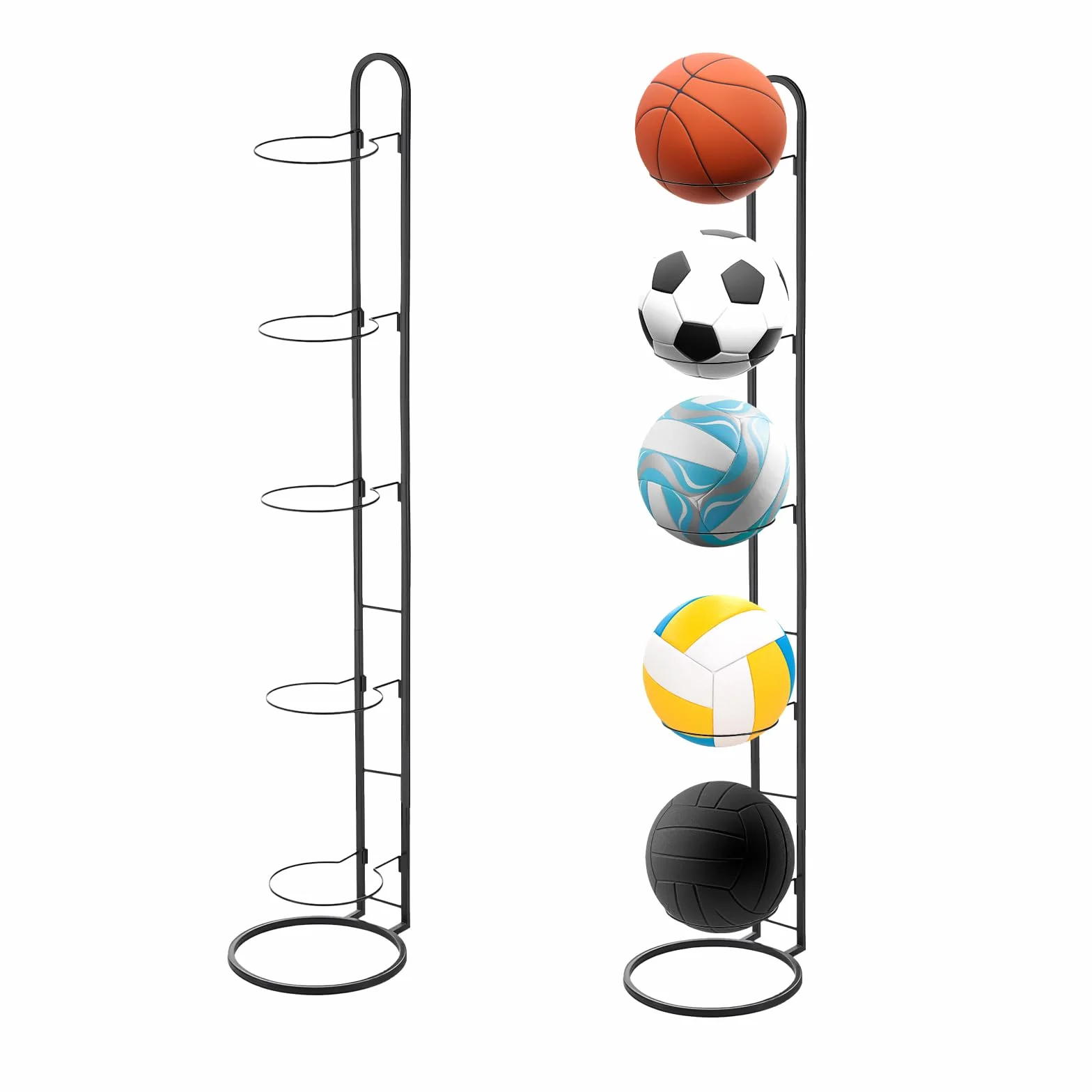Support ballon foot, 5 balles rangement ballon, verticale porte, support basket, rangement garage, étagère de rangement pour balles de sport, organisateur d'équipement de sport