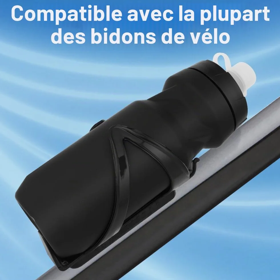 Porte-Bidon Universel 650ML sans BPA Support Gourde Robuste VTT Vélo Route Noir