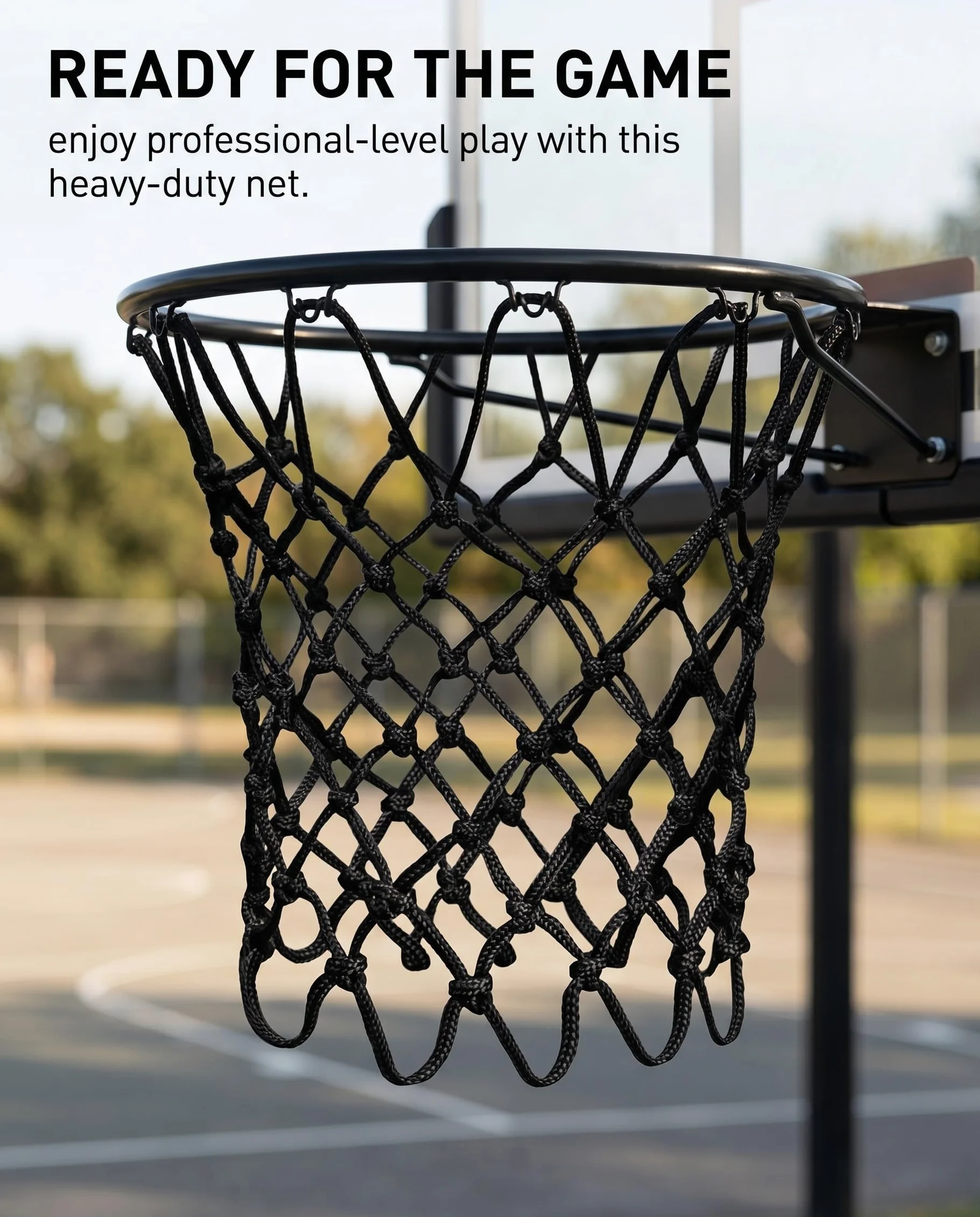 Filet de Basket-Ball de Rechange Résistant, Filet Panier Basket Extérieur Qualité Professionnelle, S'adapte à Jante Standard (Noir)