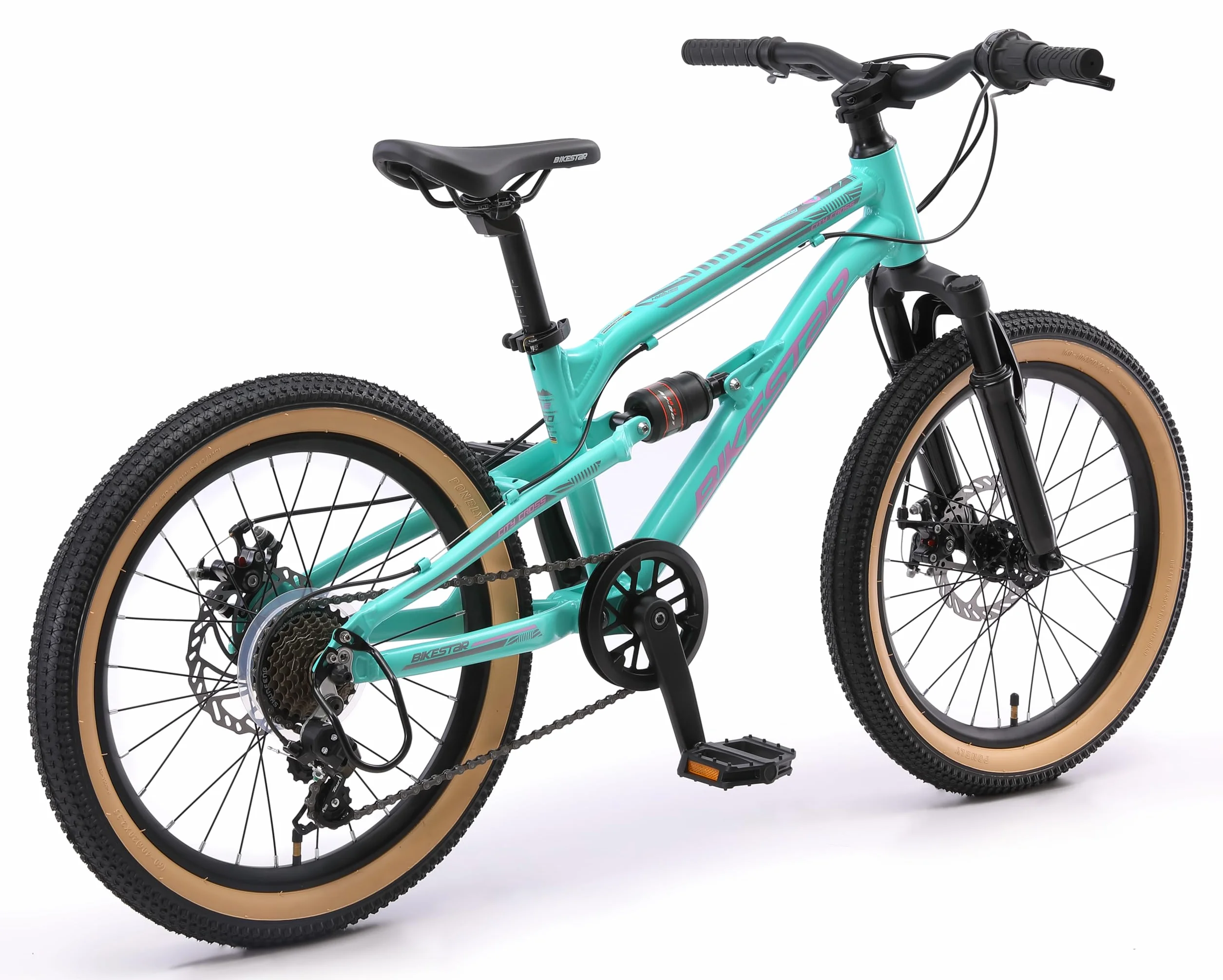 BIKESTAR VTT Vélo Tout Terrain Tout Suspendu 20 Pouces 7 Vitesses Shimano Freins Disque Enfants 6 Ans