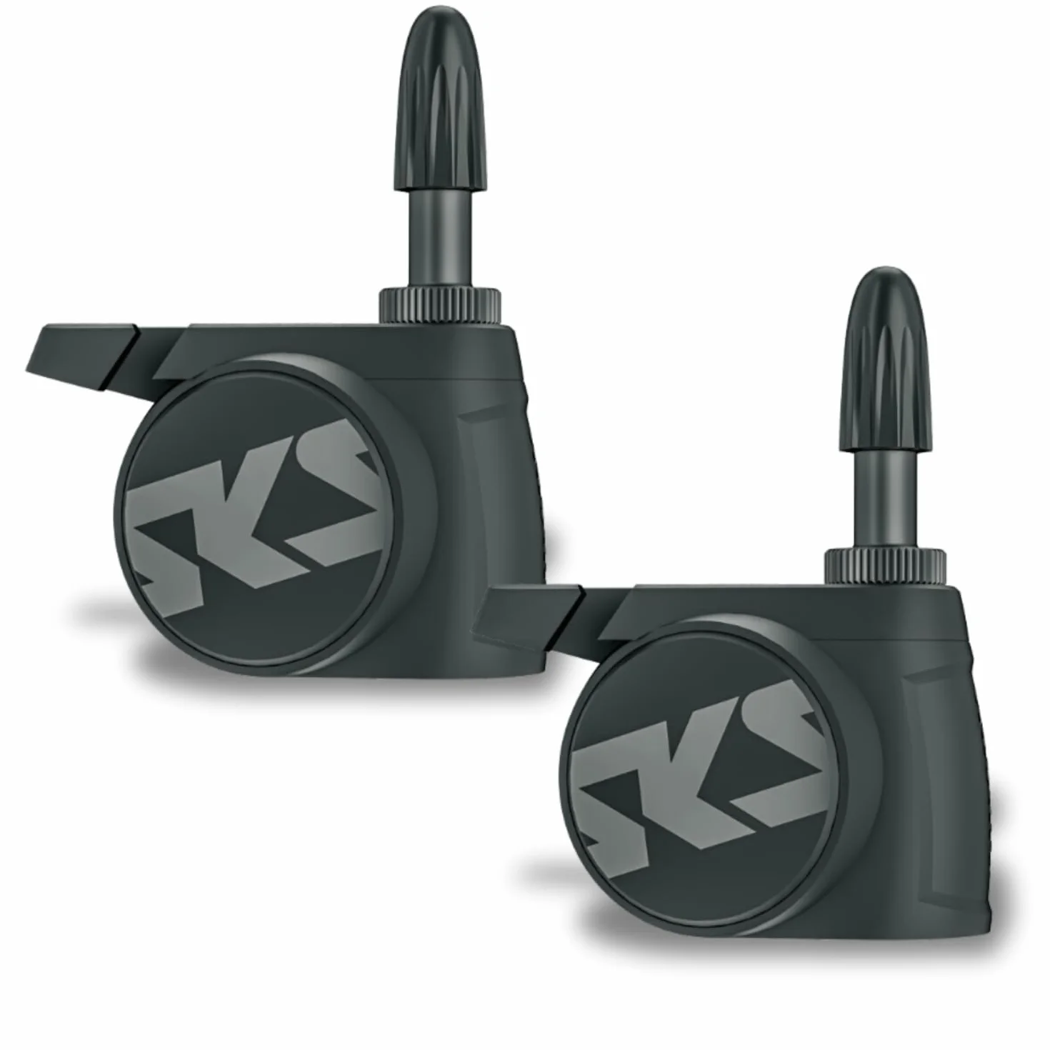 SKS GERMANY Airspy AV & SV Lot de 2 systèmes de contrôle de pression des pneus avec mesure permanente (accessoires de vélo pour fixation sur valves AV et SV, étanche à la poussière et à l'eau, utilisable comme manomètre numérique)