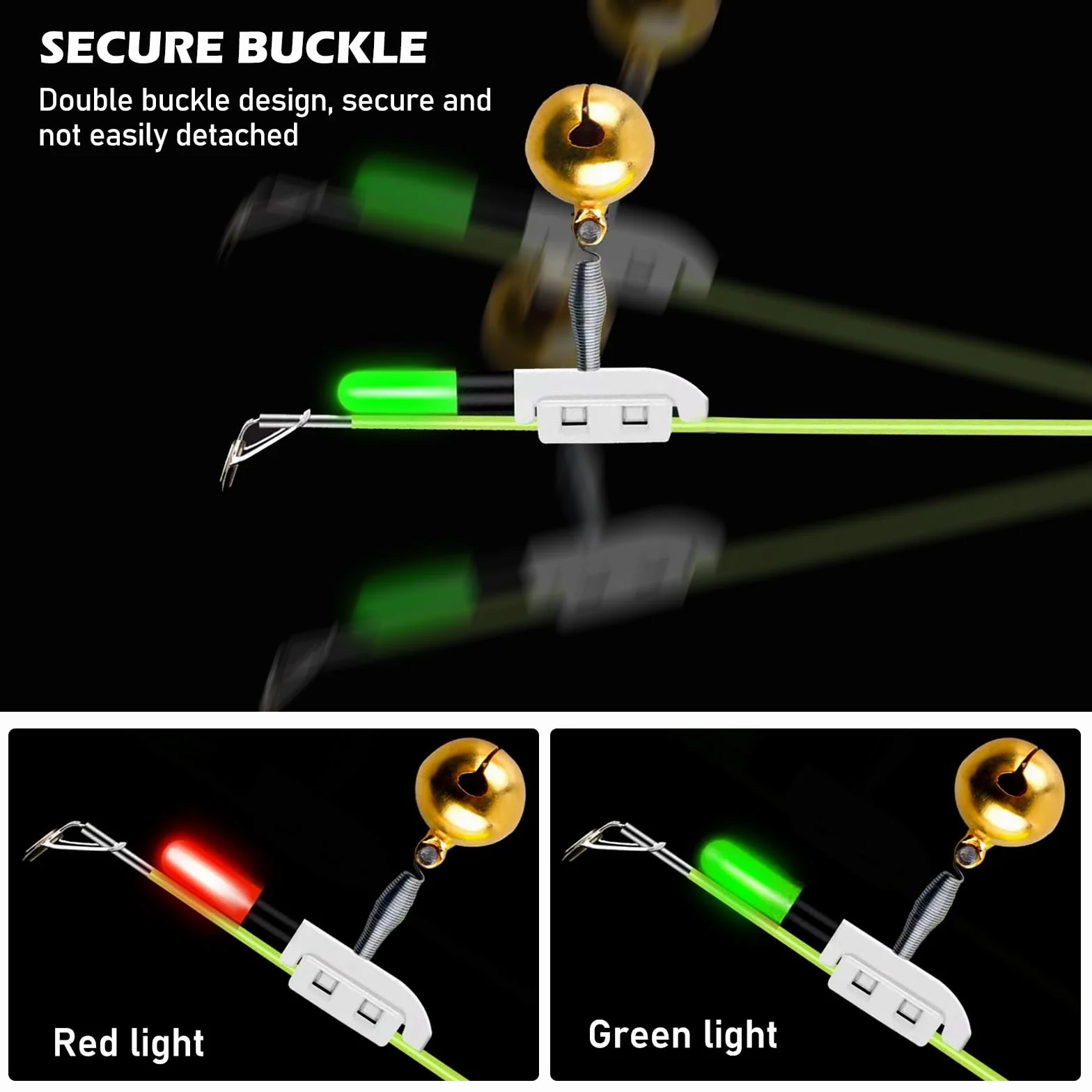 Lot De 10 Détecteurs De Touche Électroniques Pour La Pêch, Détecteurs De Touche De Pêche Électroniques, Detecteur De Touche Peche Avec Indicateur Lumineux Led, Facile À Fixer Pour La Pêche ,Vert/Rouge