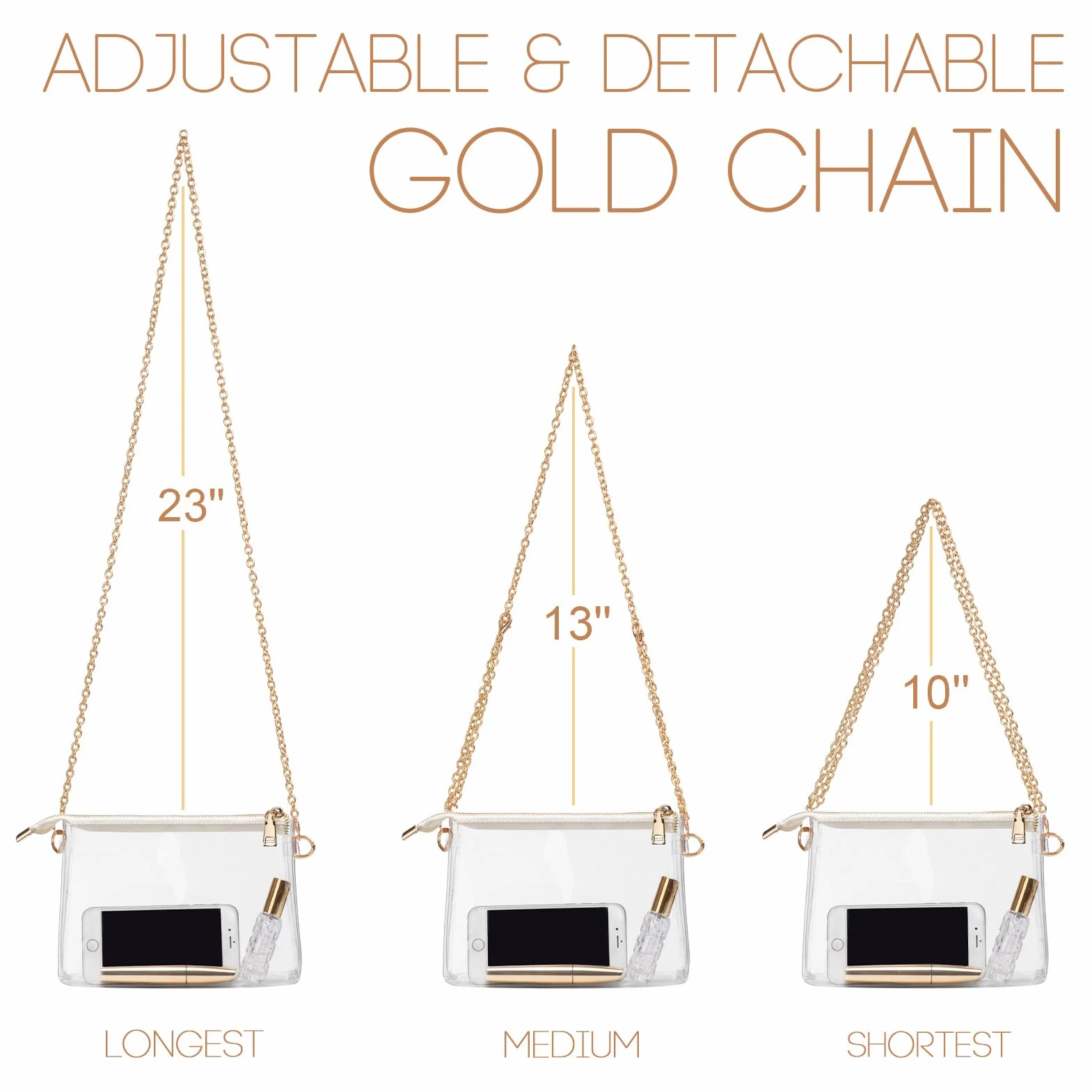 Sac à main transparent pour femme BS-VOG – Petit sac à bandoulière approuvé par les stades avec fermeture éclair