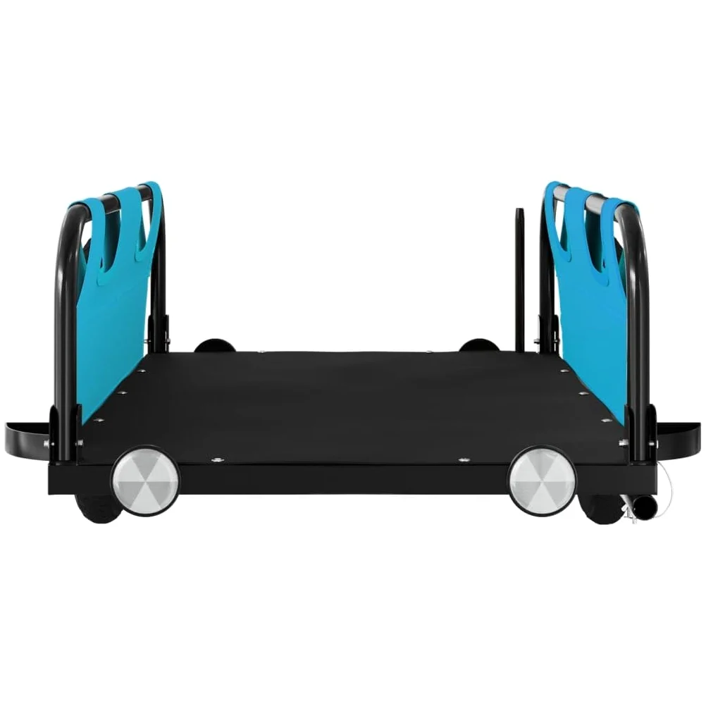 Remorque de vélo bleue en tissu Oxford et fer revêtu par pulvérisation, pliable et pliable avec réflecteur pour enfants, chiens et charges, avec embrayage, housse de pluie et suspension