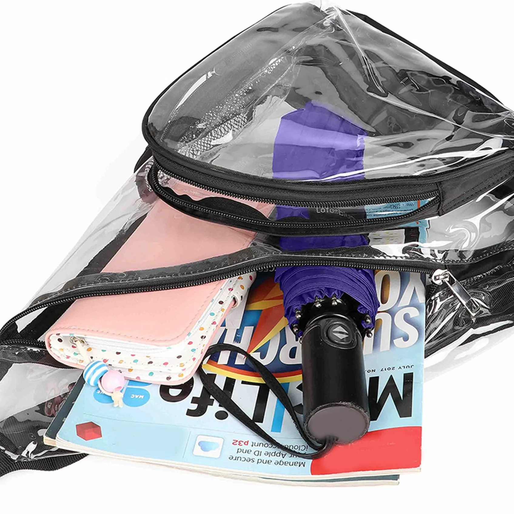Transparent Stadium Approved PVC Crossbody Bag with Water Bottle Pocket for Concert