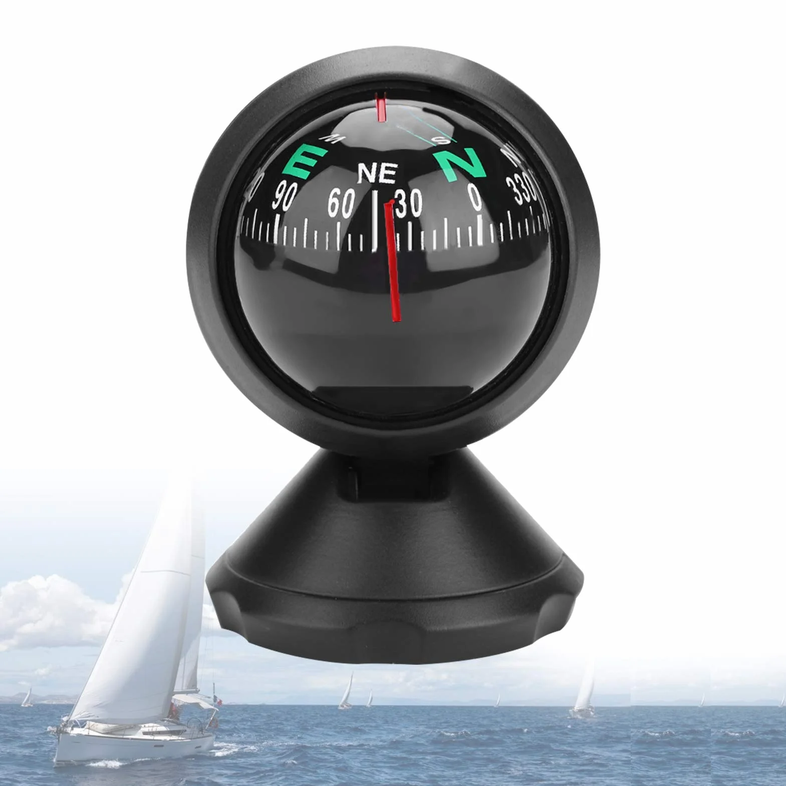 Boussole de Navigation Numérique Marine Noire pour Bateau, Voiture, Camion