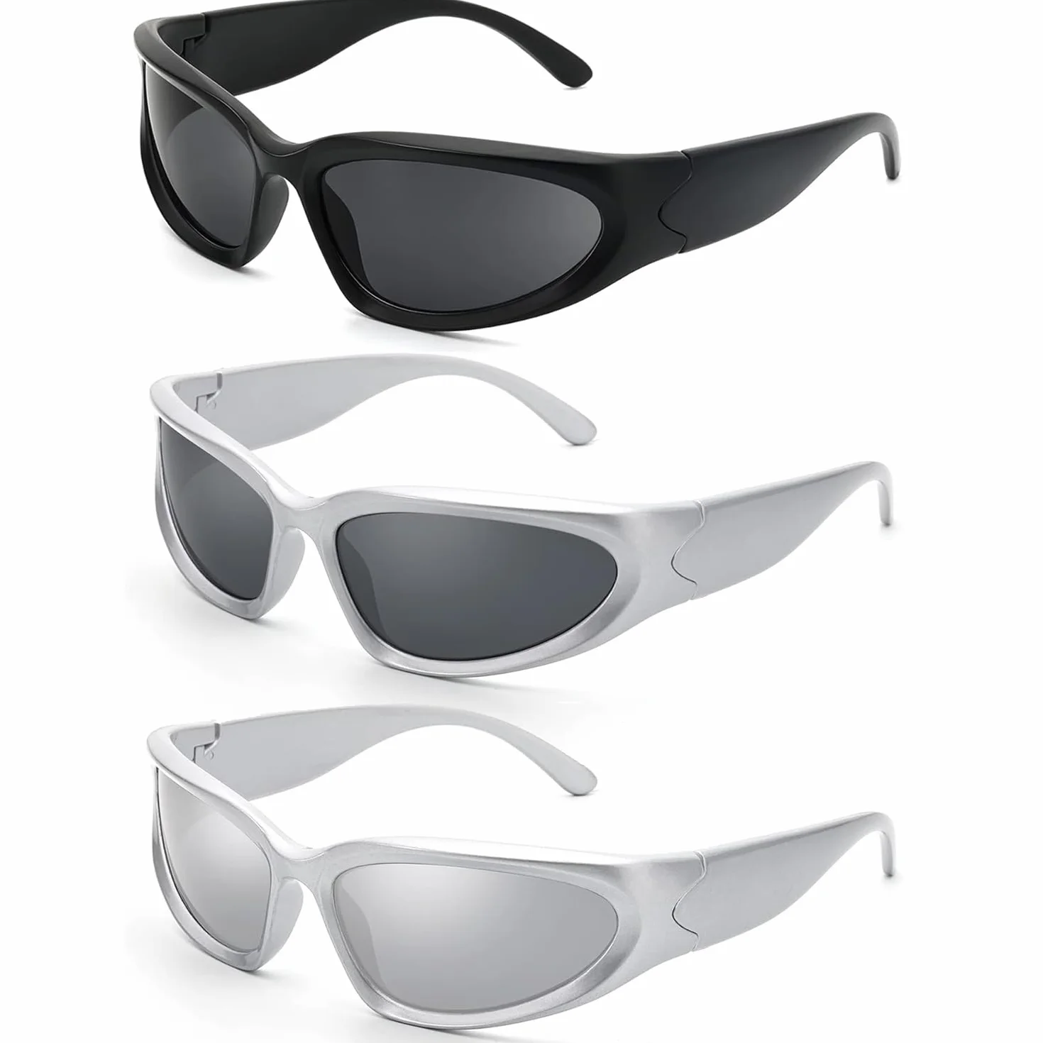 Lunette de Soleil Sport Polarisée Y2K Wrap Around pour Homme Femme, Lunettes de Cyclisme pour Vélo Moto Course Ski Baseball Pêche