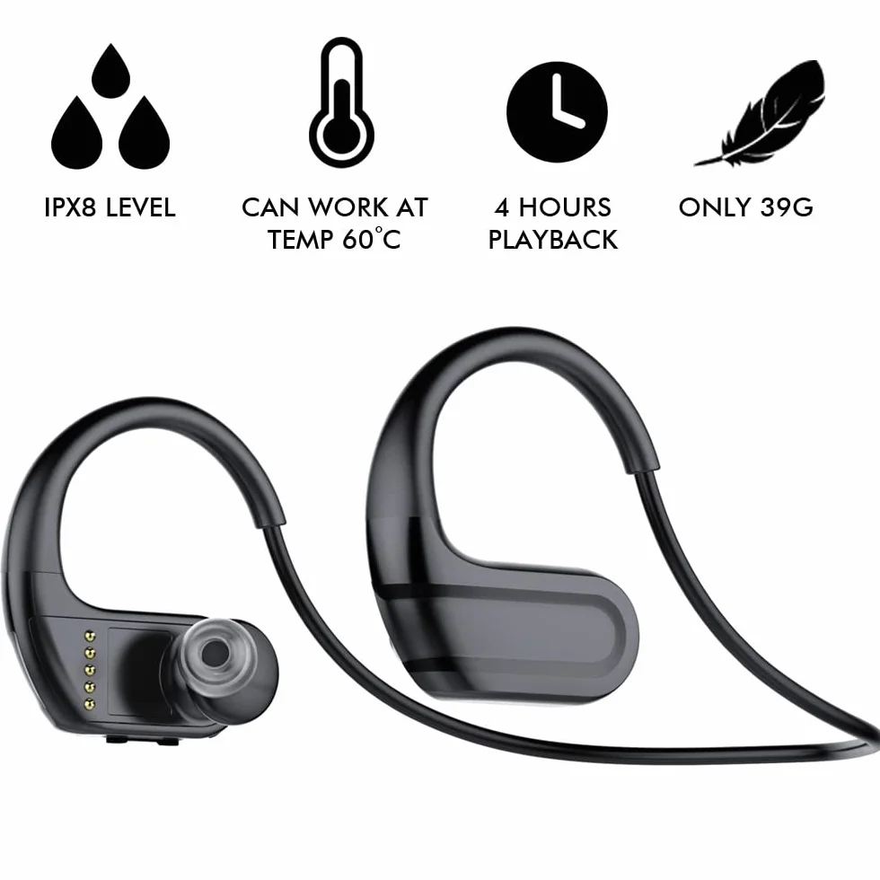 Écouteurs de Natation Bluetooth Lecteur MP3 IPX8 Étanche 3 Mètres