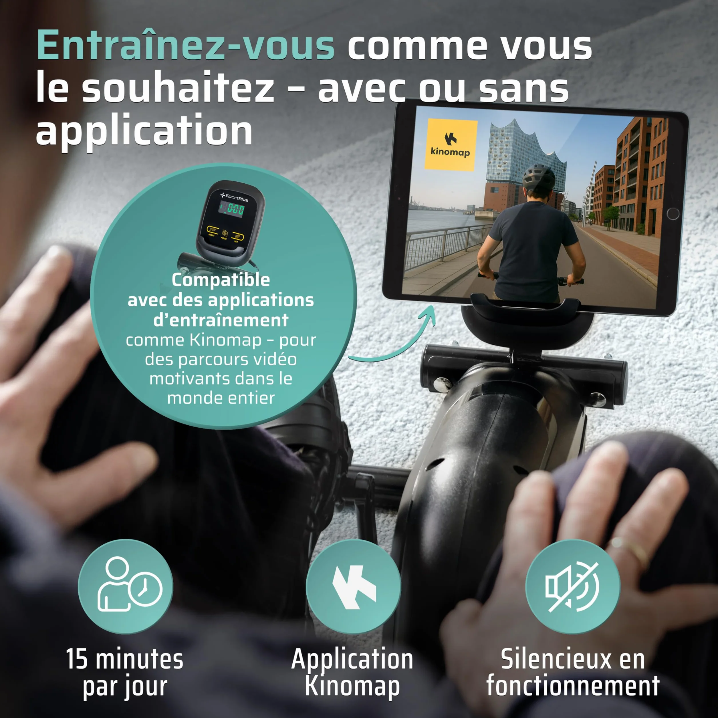 Sportplus Mini vélo d'appartement avec Frein magnétique 8 Niveaux résistance Ordinateur d'entraînement