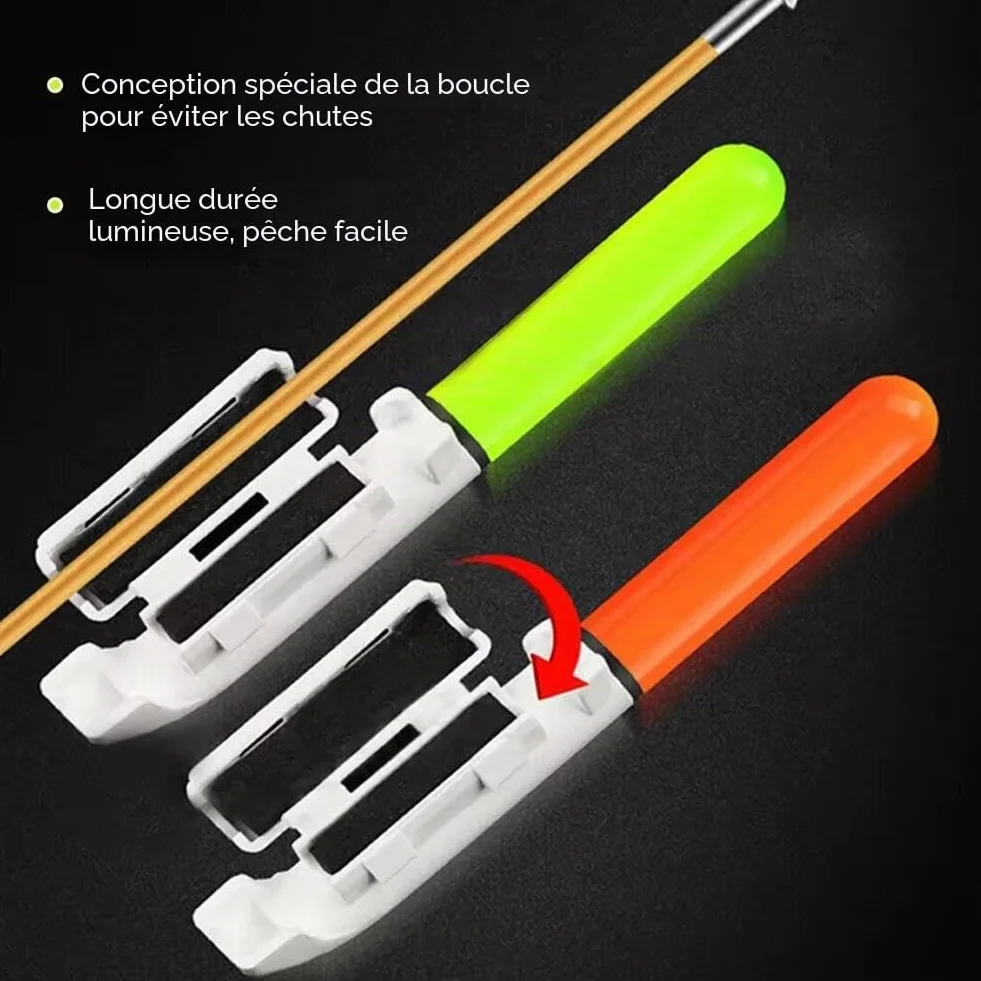 Lot de bâtons Lumineux LED de Nuit pour Canne à pêche - 6,3 cm - Étanche - avec Alarme de Morsure - pour pêche de Nuit
