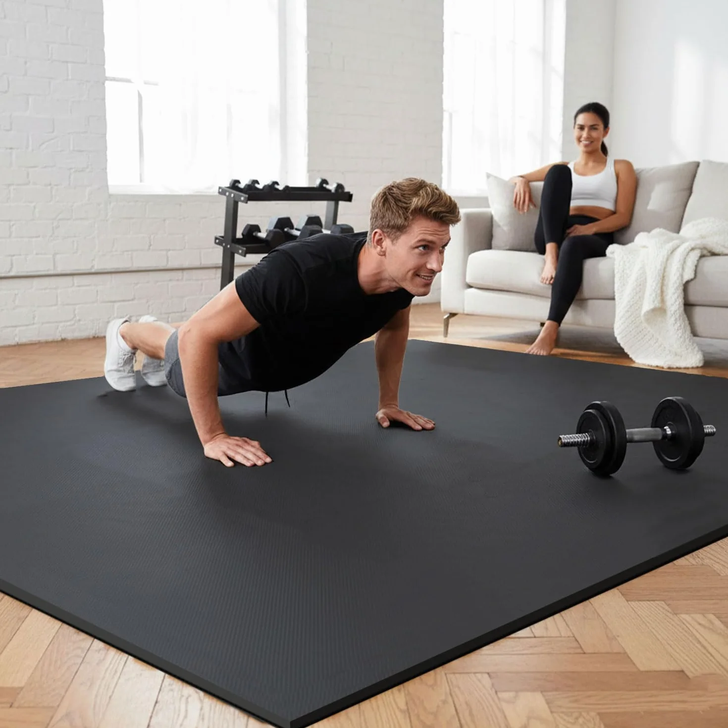 EYEPOWER Tapis de Protection Sol Fitness 30x30 cm Noir 9 Pièces Home Gym