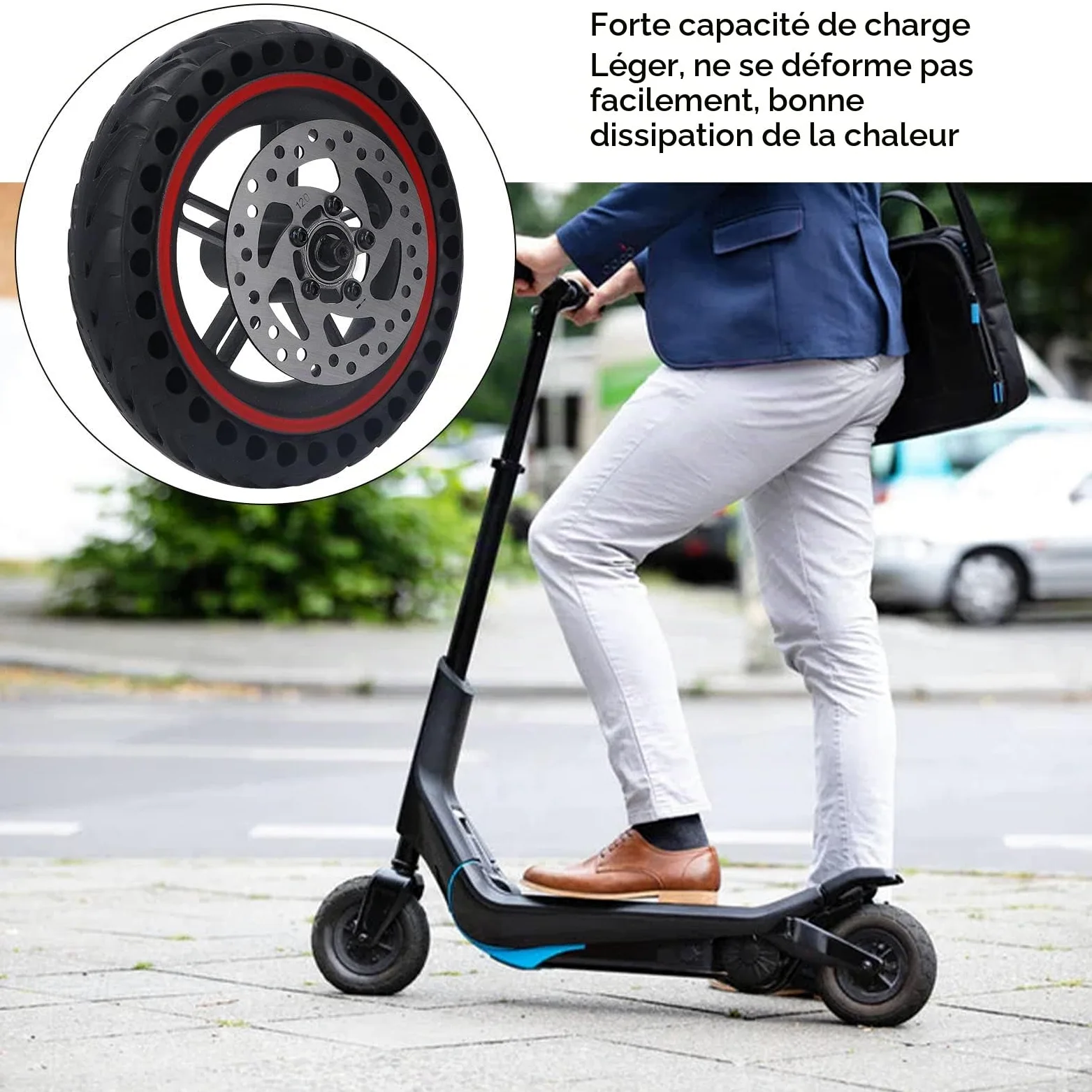 BuyWeek Roue Arrière de Scooter Électrique pour Xiaomi PRO PRO2 M3, Pneu Cellulaire de Roue Arrière de Trotinette Électrique avec Frein à Disque de 120mm Rouge