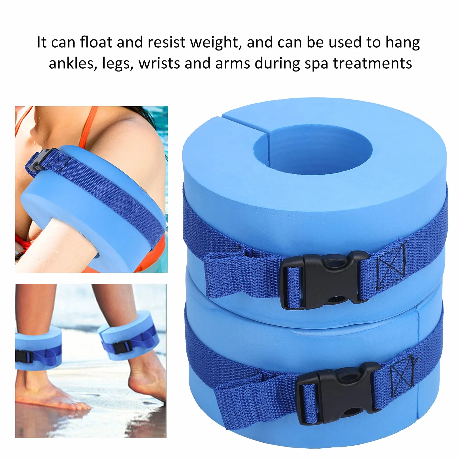 2 pièces Poignets Aquatiques de Natation, Manchettes Natation EVA Anneau Flottant pour l'aquagym Poids Natation avec Boucle à dégagement Rapide pour Natation, entraînement Physique