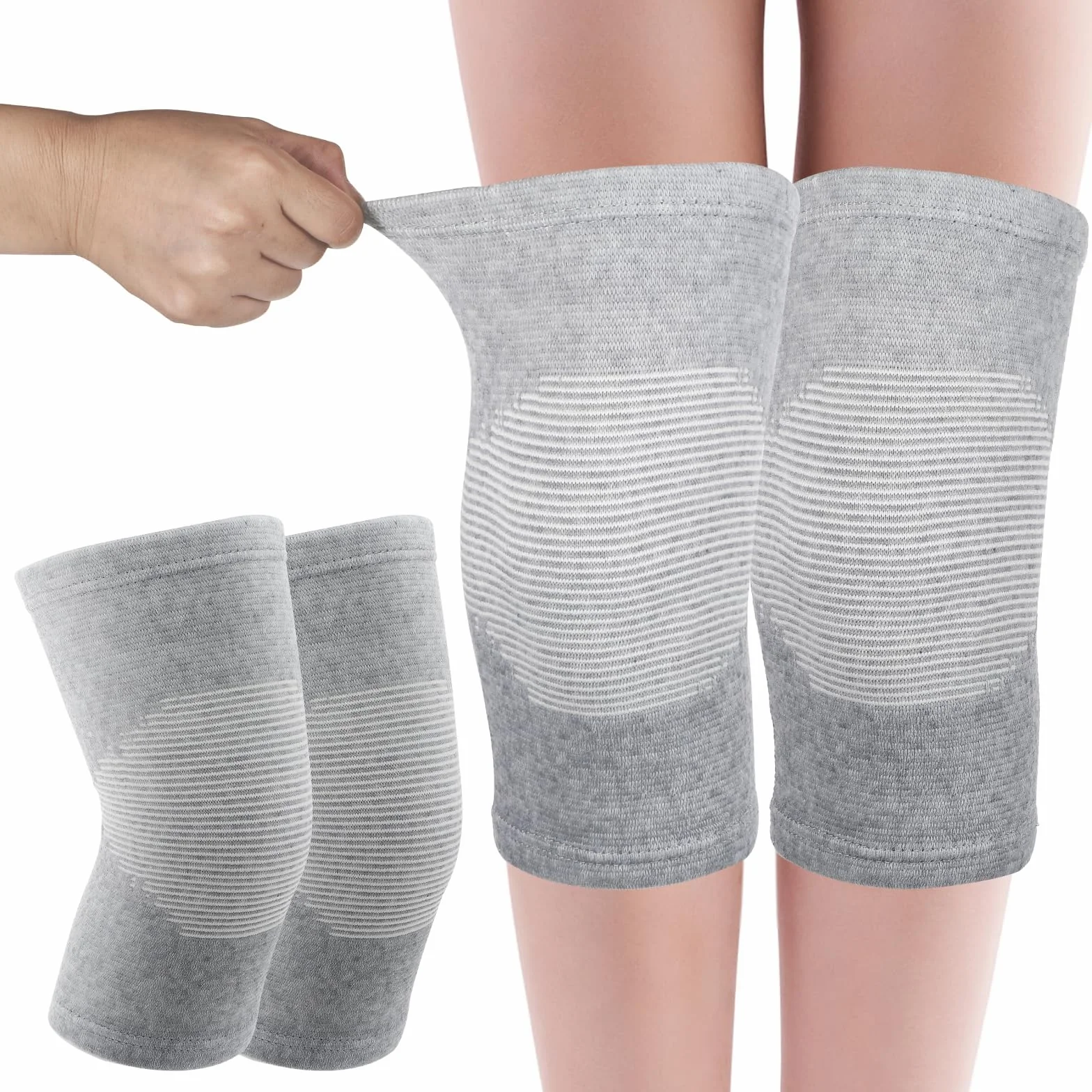 Genouillère Ultra-Mince Fibre De Charbon De Bambou Élastique pour Sport Volleyball Danse Yoga (2,L)