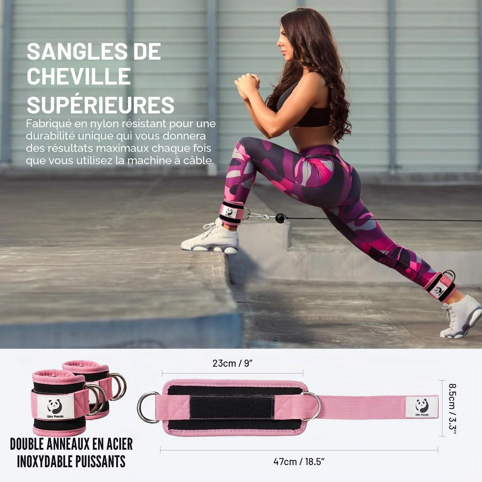 Slim Panda Sangle Cheville Musculation Poulie Rembourré - Sangle Musculation Fitness Câble Machines
