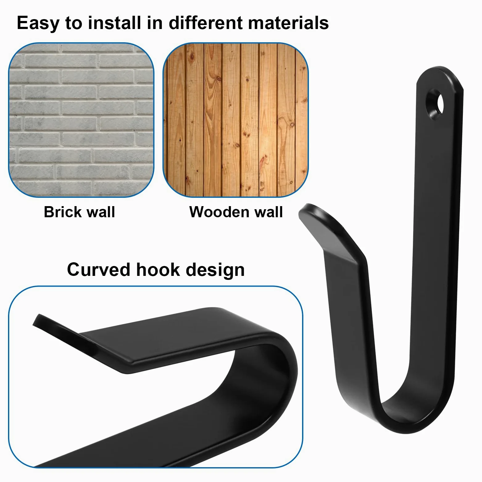Clips de fixation murale pour snowboard – Clips de fixation murale en métal robuste pour un affichage horizontal sécurisé, support de rangement intérieur/extérieur pour planche à neige pour