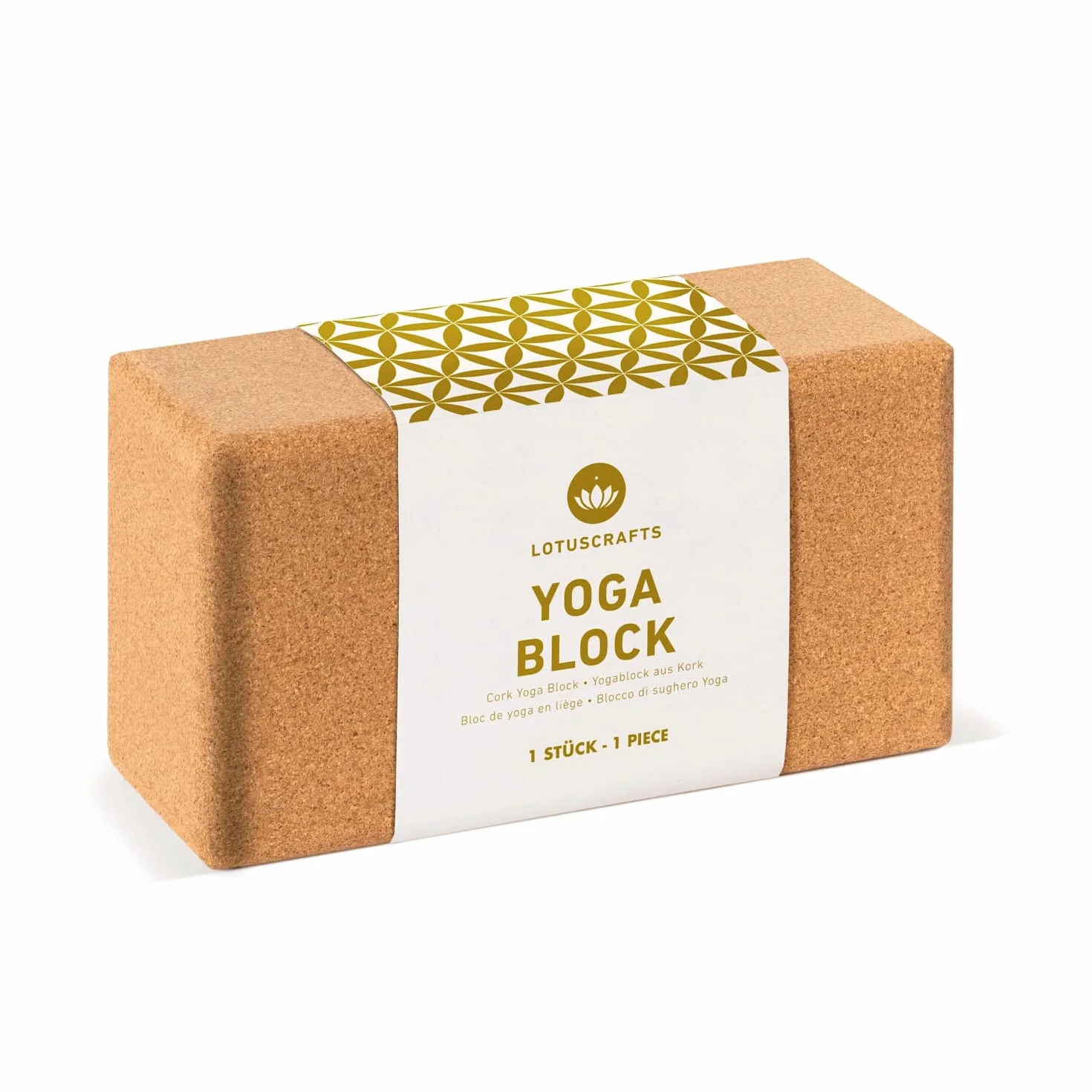 LOTUSCRAFTS Bloc de yoga en liège Supra Grip, brique de yoga pour pilates et yoga, fabriqué au Portugal