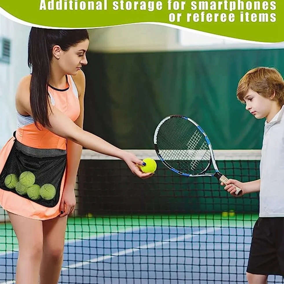 Tlilyy Lot de 2 porte-balles de tennis, porte-balles pour balle de tennis, un filet réglable pour balles de tennis,
