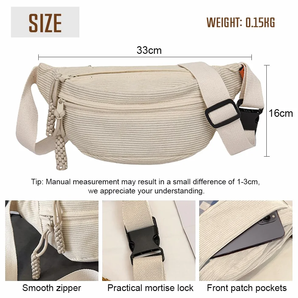 Sac à Bandoulière pour Femme Tendance Banane Réglable Ceinture Hanche
