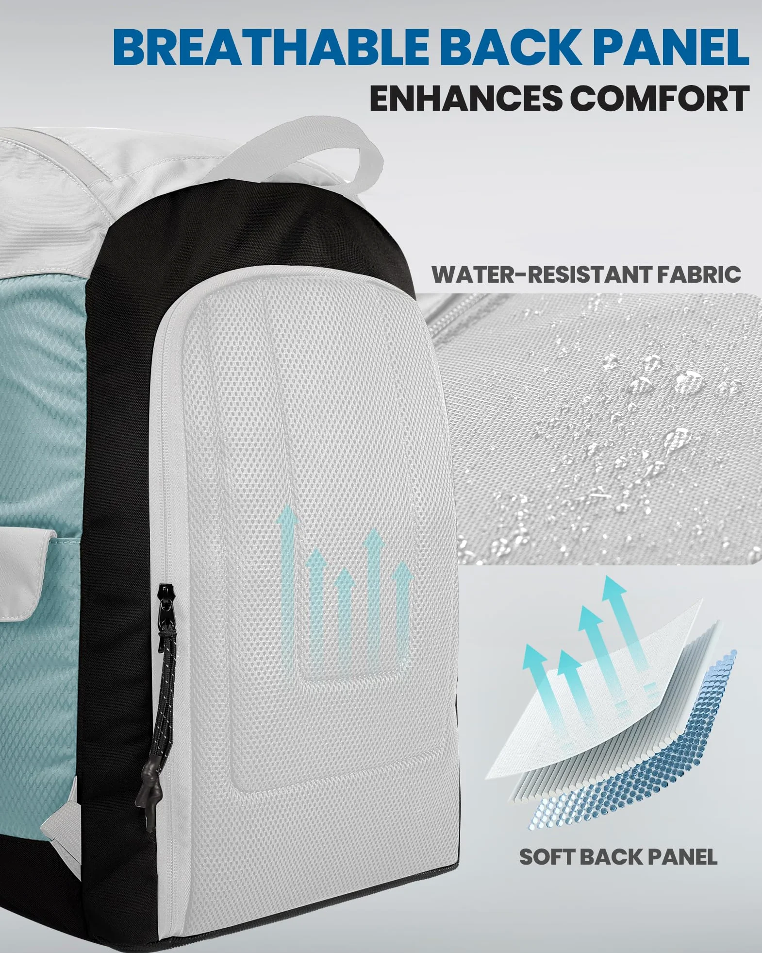 OutdoorMaster Sac à dos de voyage pour bottes de ski et de snowboard avec compartiments séparés pour casque, chaussures de ski, lunettes, gants et accessoires | Extérieur et fond résistants aux