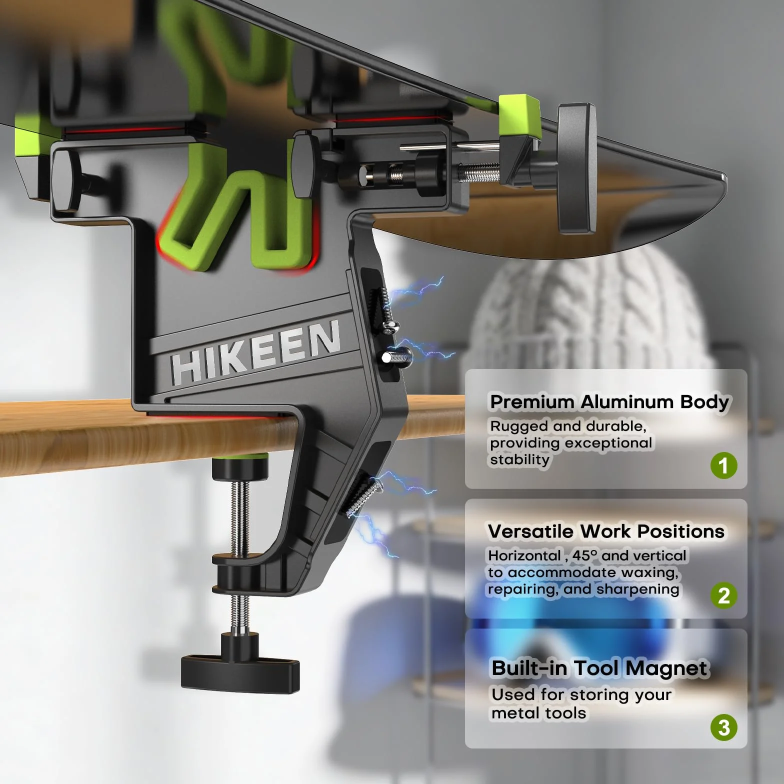 BOOSTEADY Étau pour Ski et Snowboard Réglable Réparation Cirage 2PCS Patins Antidérapants Horizontal Vertical 45°