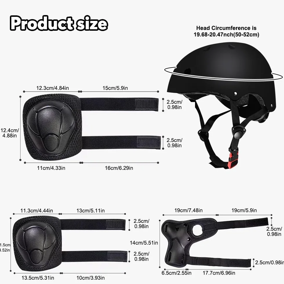 Mizikuu Protection Roller Enfant 7 en 1 Casque Vélo Kit Réglables Coudières Genouillère Protège Poignets pour 3-7 Ans Skateboard BMX Patin à Glace Noir