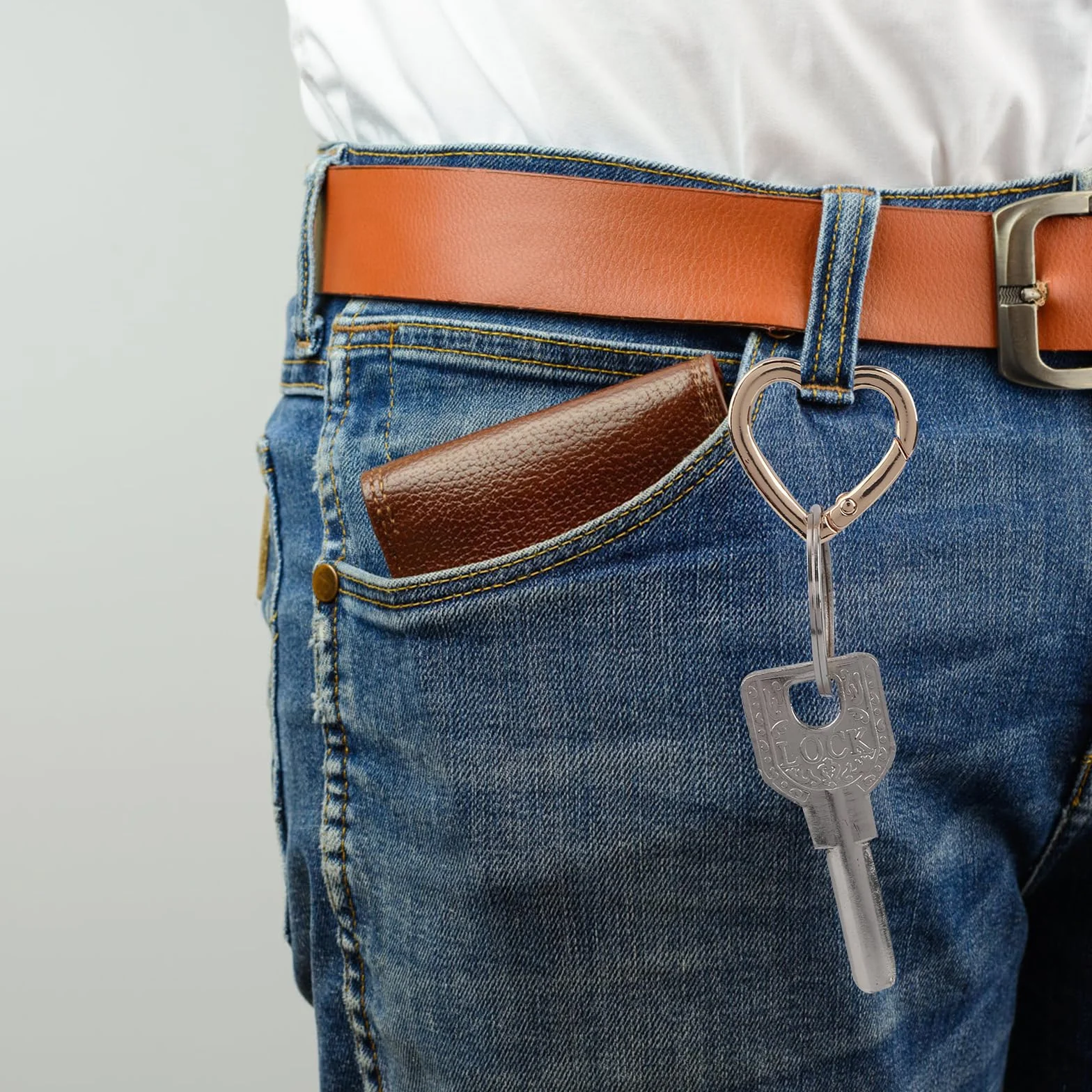 Mousqueton en Forme de Cœur Porte-Clés, Clips Verrouillage Métal, 2 Tailles