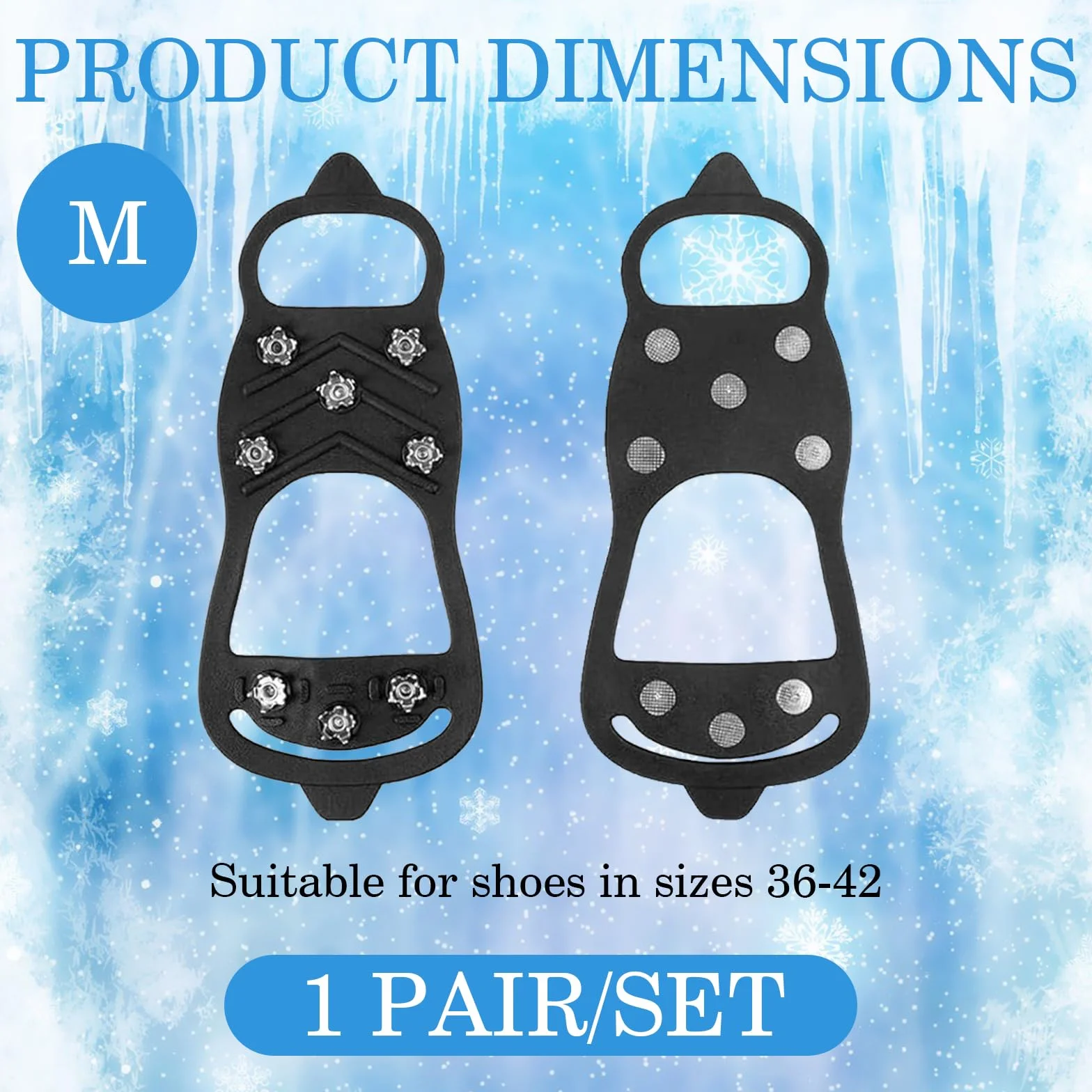 Crampons Neige Antidérapants avec Pointes en Acier Inoxydable 8 Dents