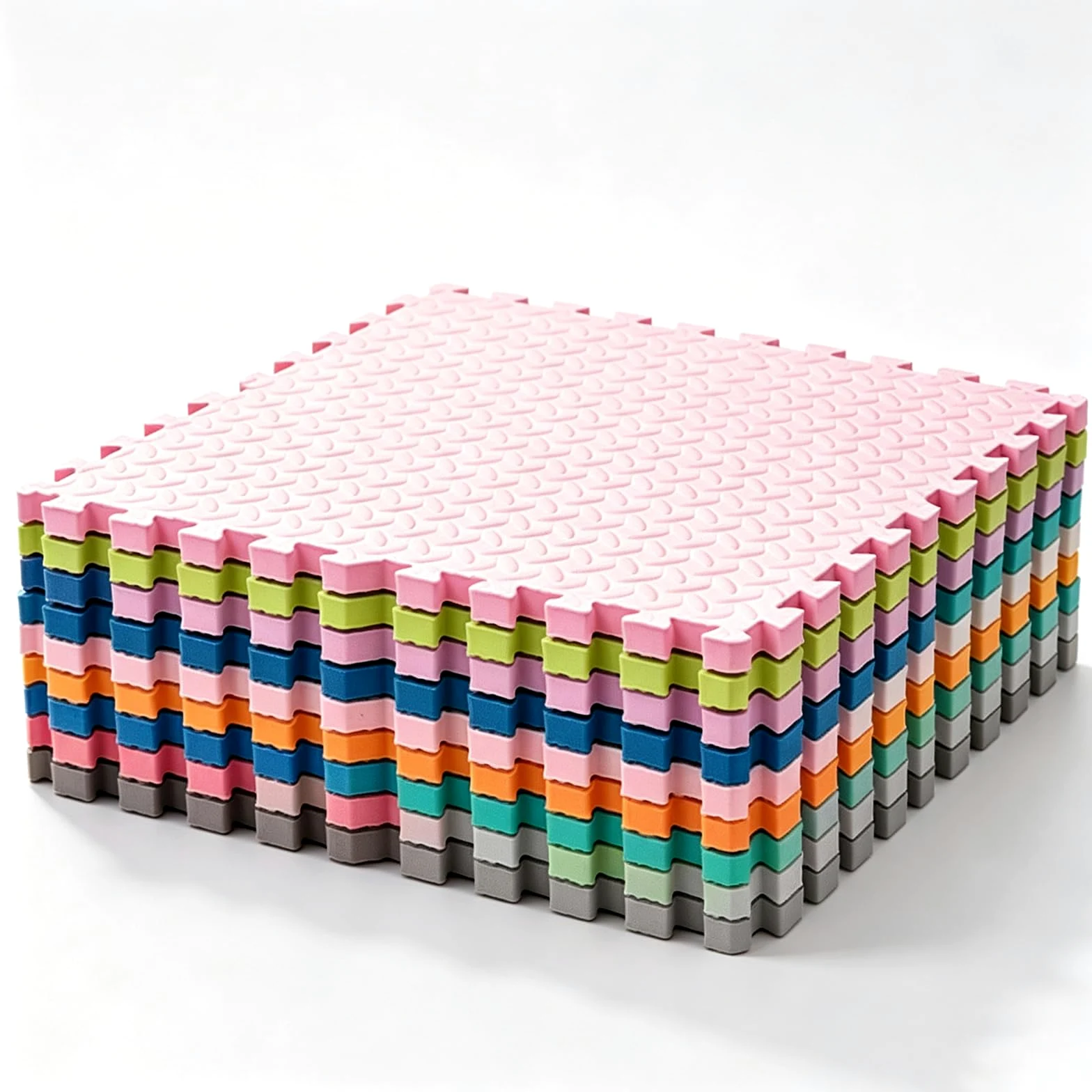 Tapis de sol emboîtable en mousse puzzle avec bords 60 x 60 x 1,2 cm antidérapant confortable pour salon, maison, salle de sport, garage