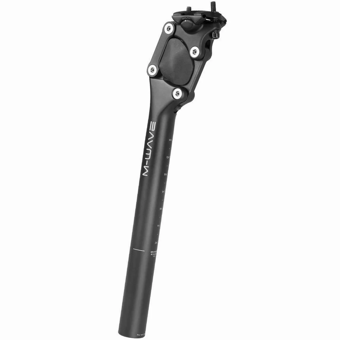 M-Wave Fourspring Tige de Selle Suspendue parallélogramme 31,6 x 350 mm Aluminium Noir Unisexe, 31,6 mm