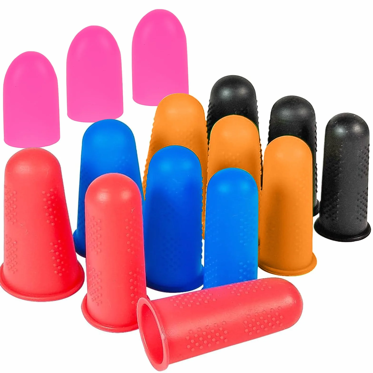 Protège Doigts en Silicone Lot de 15, 4 Tailles XS/S/M/L pour Couture Colle Chaude Cire Résine