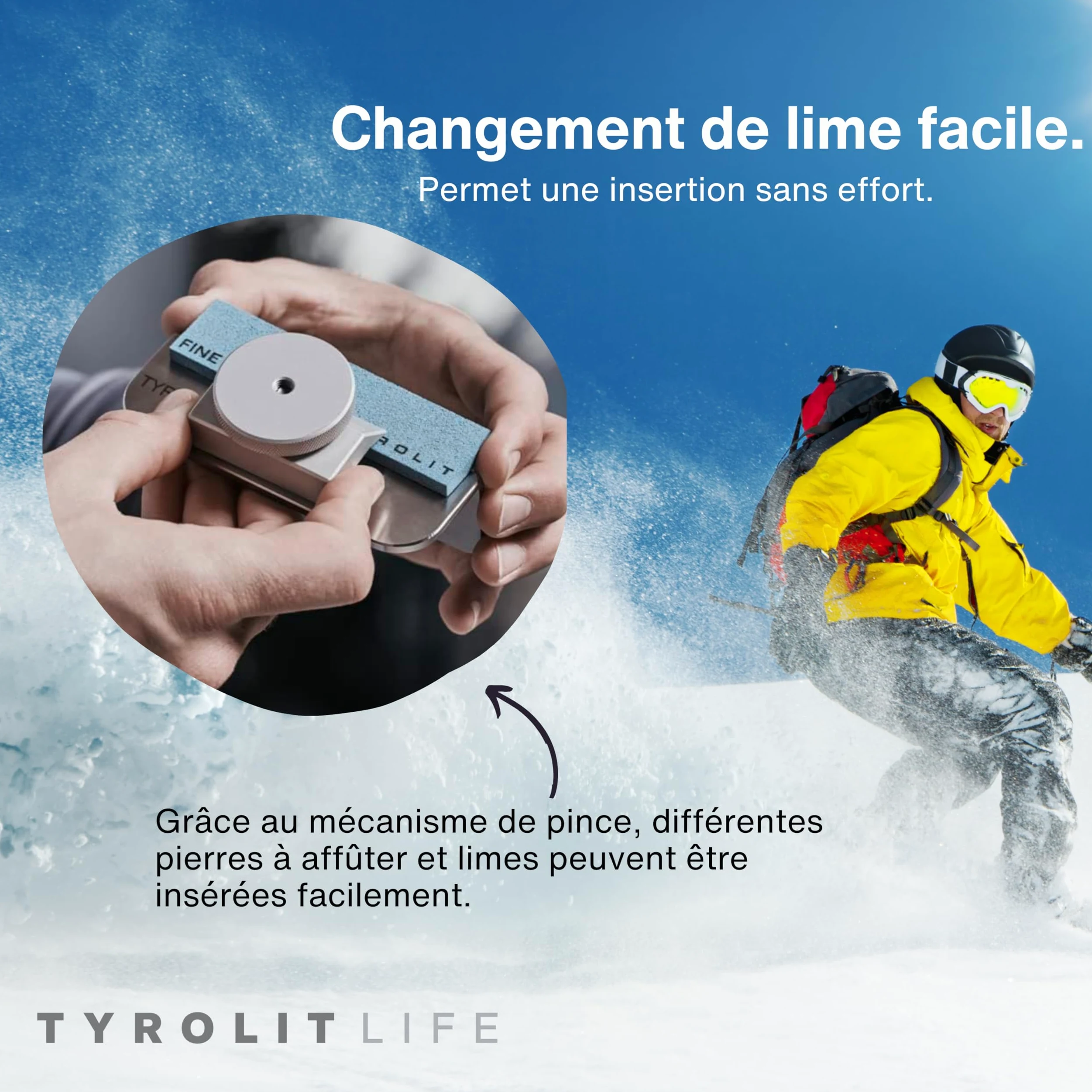 Tyrolit Ponceuse de bord Life pour skis et snowboard en acier inoxydable avec angle de ponçage 88° - Tuner Edge pour skis et bords de ski plus tranchants comme le service de ski
