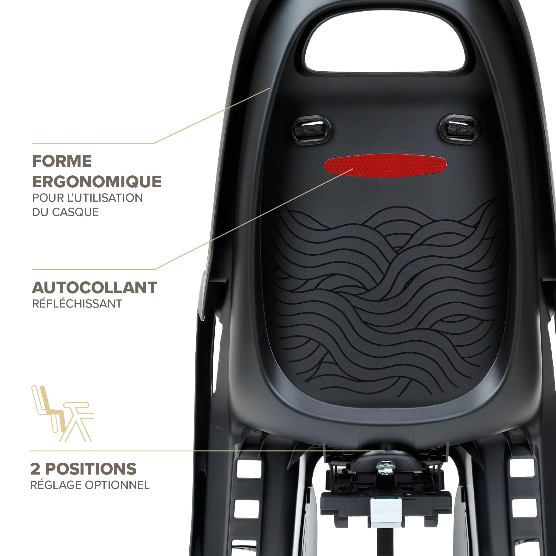 Siège Enfant vélo arrière Polisport Groovy MIK-HD pour Porte-Bagages MIK-HD, Installation Rapide et sûre, Design modernisé, Confort Optimal, Jusqu’à 22 kg et 110 cm, Couleur Noir/Gris Foncé