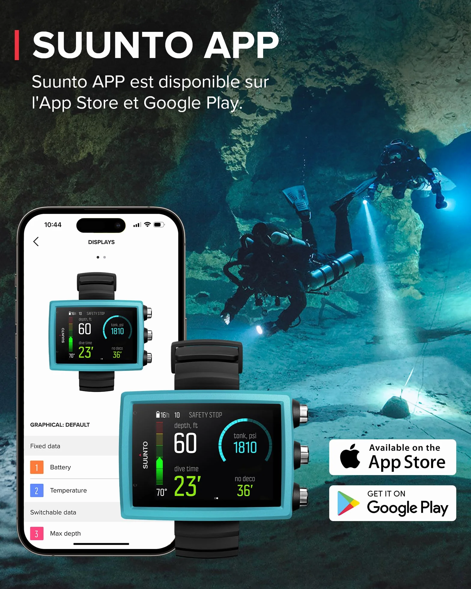 SUUNTO EON Core Montre de Plongée Numérique Écran Couleur Étanche 80m Ordinateur sous-Marine Batterie Rechargeable
