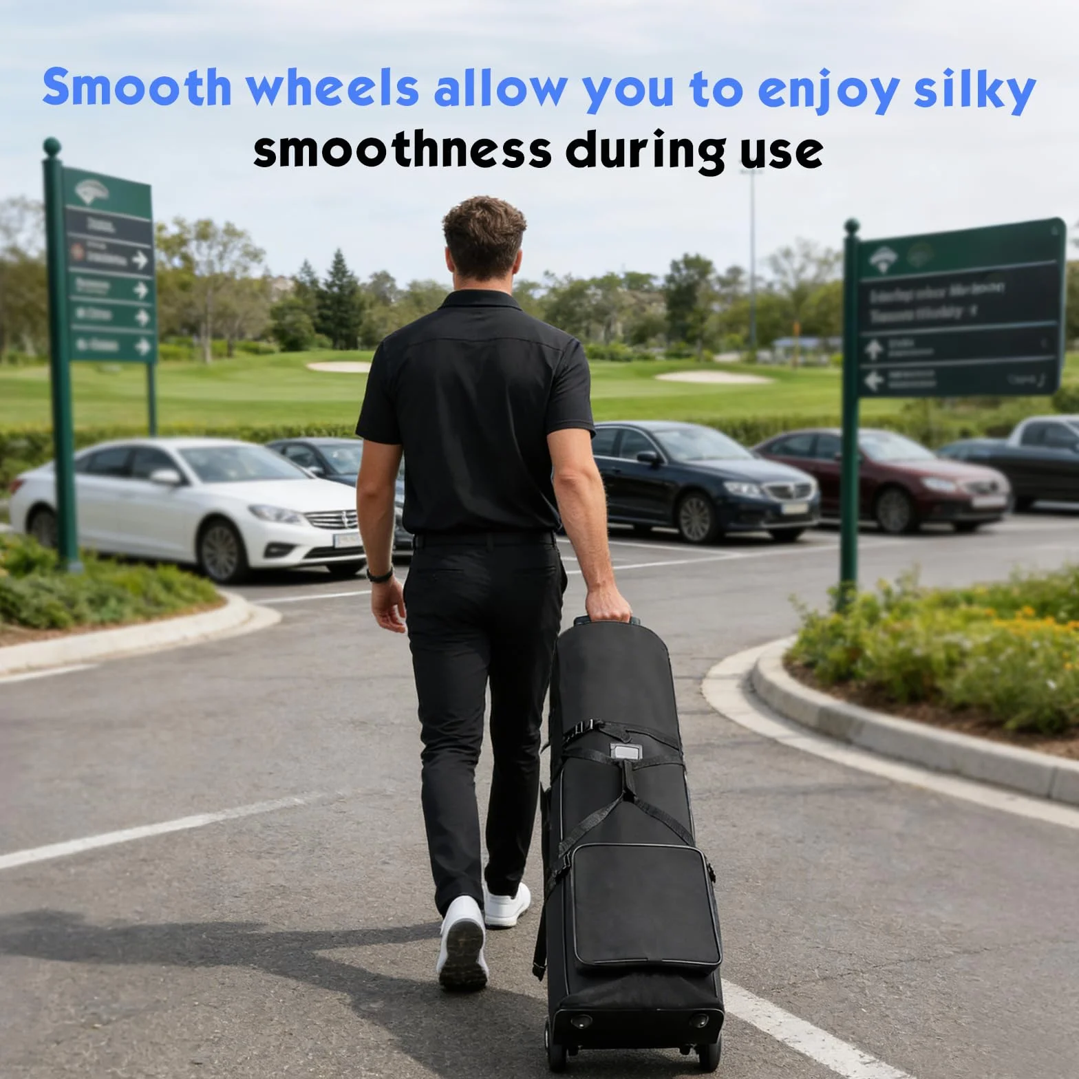 Sac de Voyage Golf avec Roues 128x38x23cm Oxford 900D Pliable Résistant à l'Eau Noir