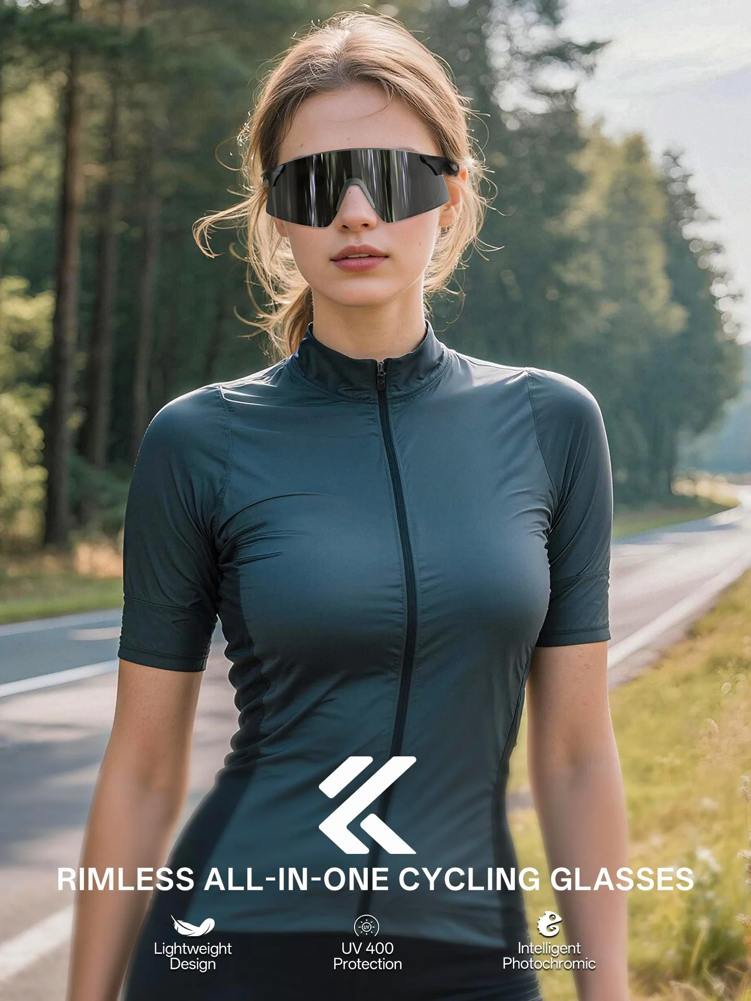 KOVEX Lunettes Velo Photochromique Sport Cyclisme Homme Femmes Route VTT Running K242