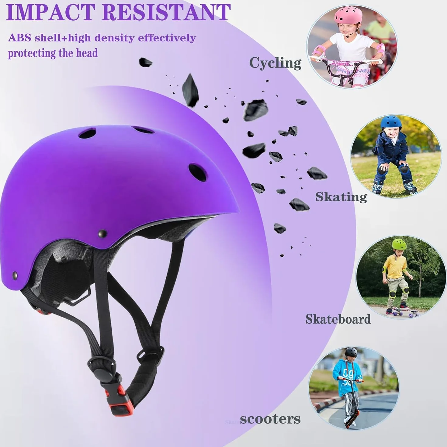 Set de Protection Enfant 7 Pièces Casque Vélo Genouillères Coudières Protège-Poignets