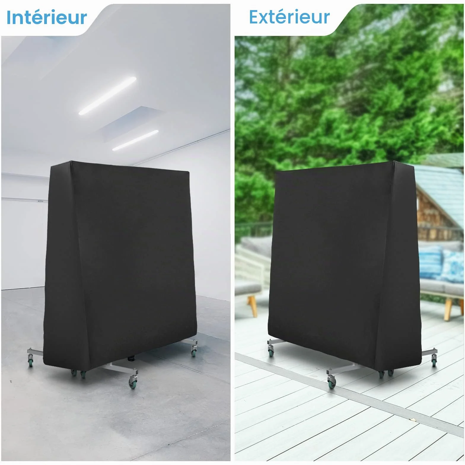 GUANJUNE Housse de Table de Ping Pong Étanche Anti-UV Coupe-vent 165x70x185cm