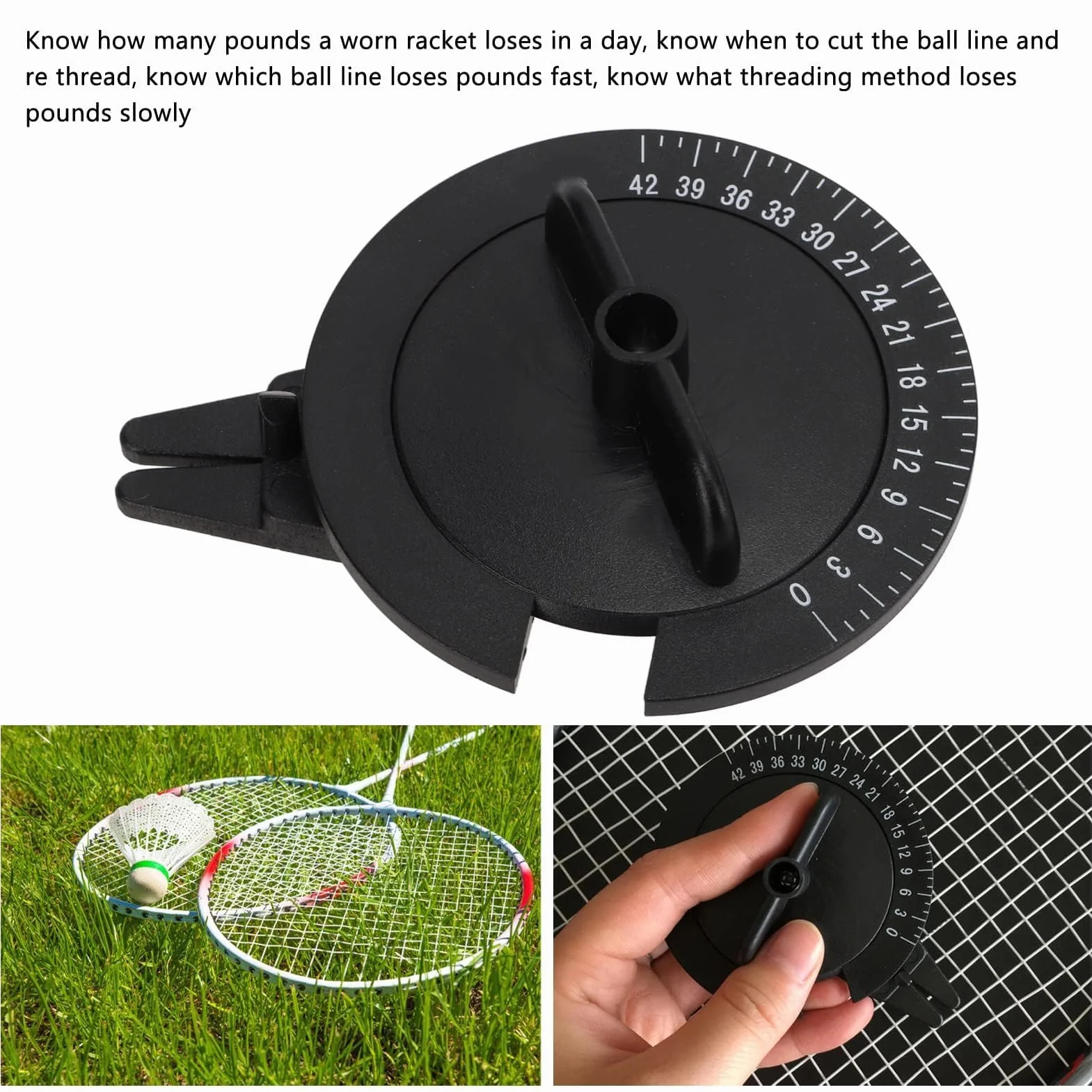 Testeur de Tension de Corde de Badminton en Plastique Dur, Calibrateur de Raquette, Mesure Précise