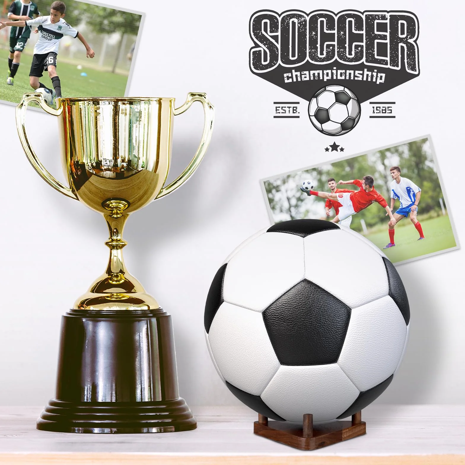 Fentar Porte Ballon en Bois - Support Stable pour Football, Basketball, Rugby, Volleyball