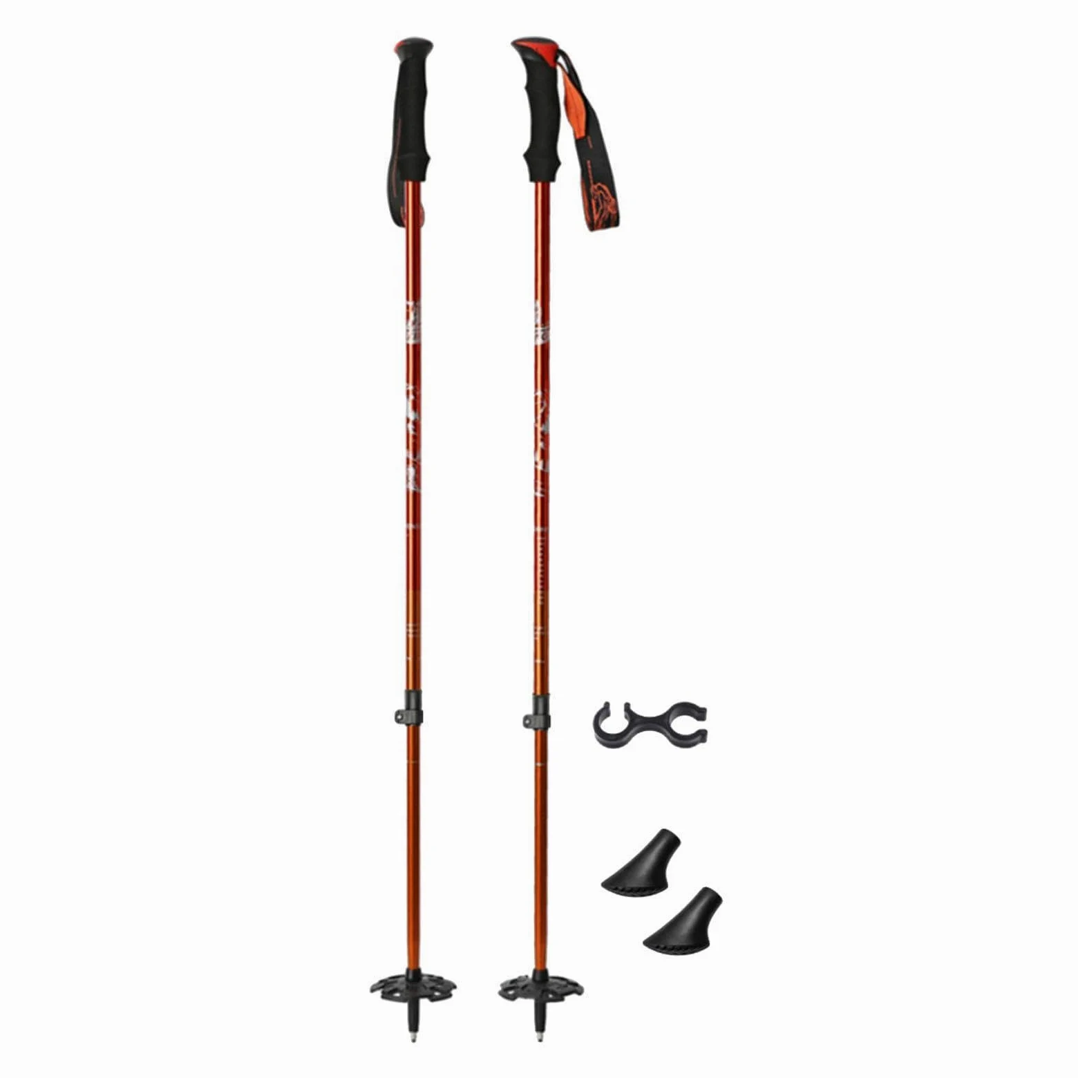 Lot de 2 Bâtons de Ski Ergonomiques en Aluminium avec Réglage Télescopique, Rondelle à Neige et Système de Verrouillage pour Les Passionnés de Ski, Le
