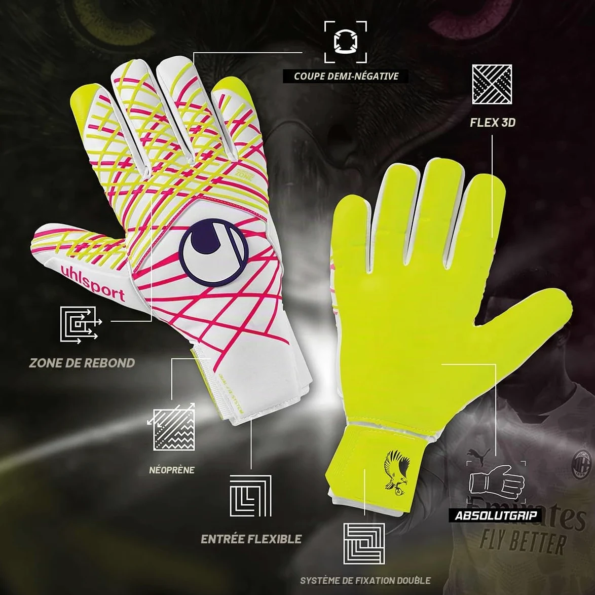 uhlsport Prediction Absolutgrip HN Gants de Gardien de But de Football pour Enfants et Adultes - Gants spéciaux de Mike Maignan