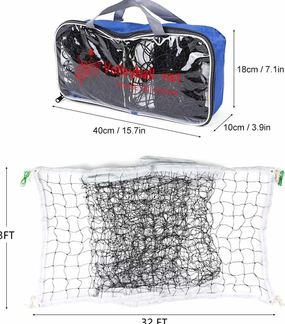 Filet de Volley-Ball Standard 9,5 m x 1 m Filet de Rechange Durable pour Piscine, Plage, Jardin