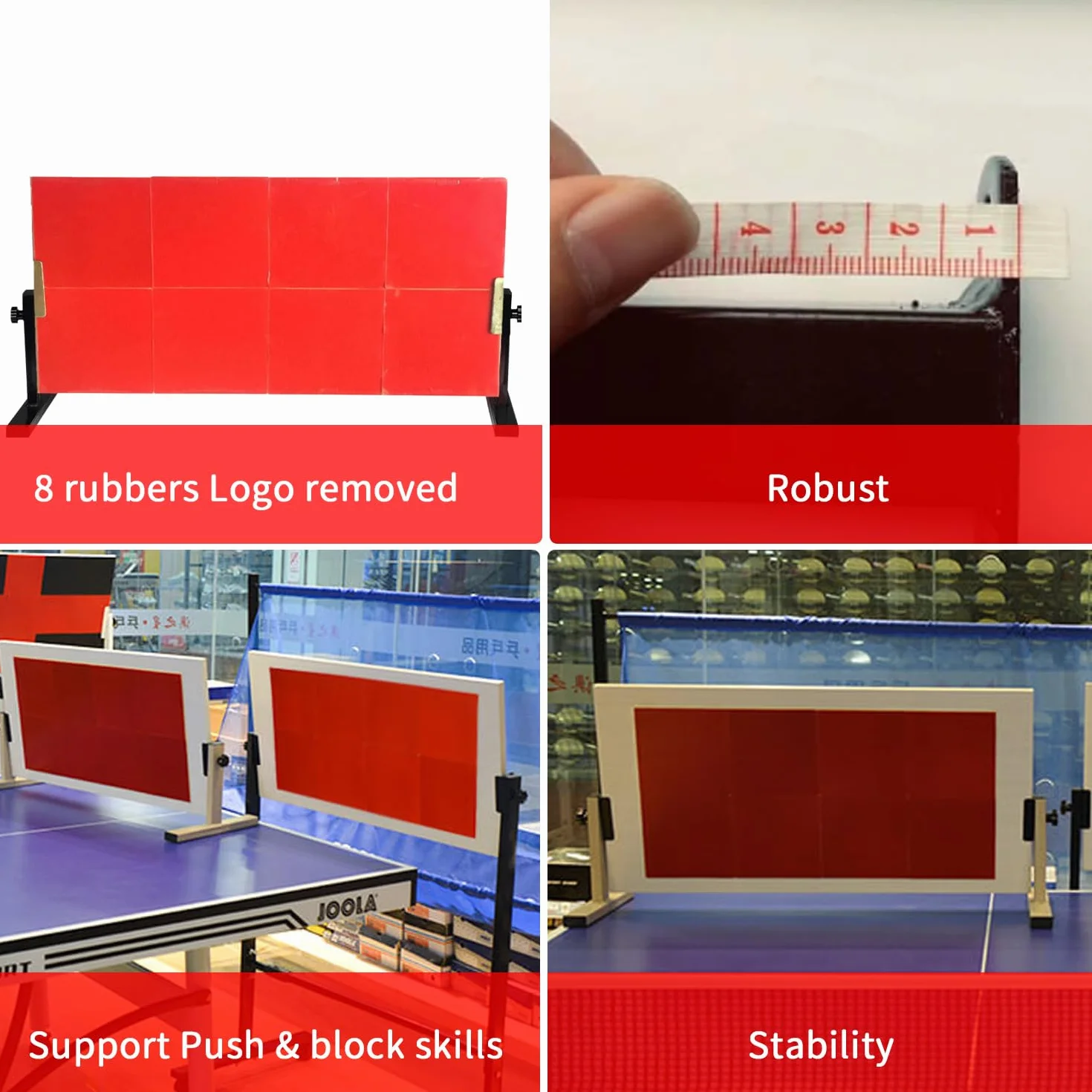 Planche de Tennis de Table Rebond avec 8 caoutchoucs Rouges Planche de Retour de Tennis de Table Pro Return pour la Maison, la Gym, l'intérieur et l'extérieur