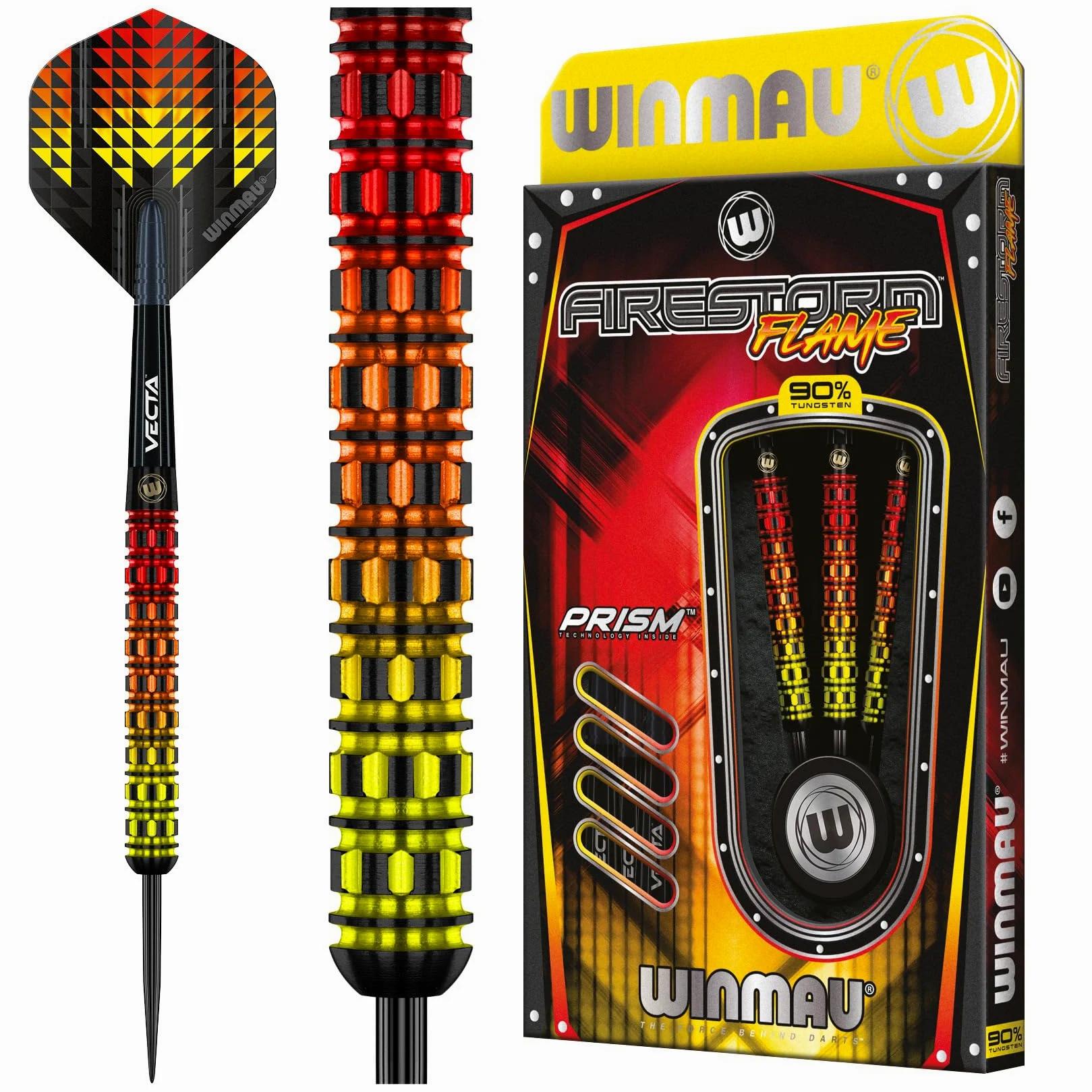 WINMAU Firestorm Flame Jeu de fléchettes Professionnelles en tungstène avec ailettes et tiges