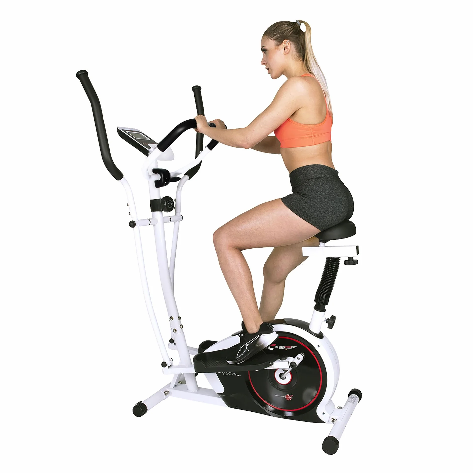 Christopeit Vélo elliptique et vélo d'appartement 2 en 1 CT 4 avec frein magnétique 7 kg et 8 niveaux de résistance