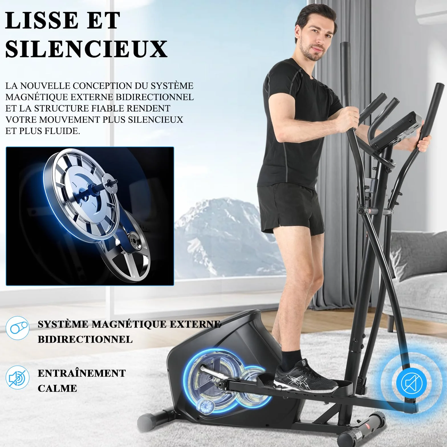 ISE Velo Elliptique d'Appartement Magnétique 8 Niveaux Résistance avec Poids d'Inertie 8KG