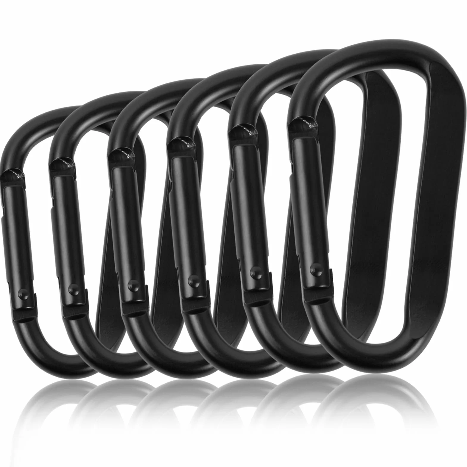 Mousquetons à vis 68 mm aluminium noir lot de 6 pour hamac camping randonnée