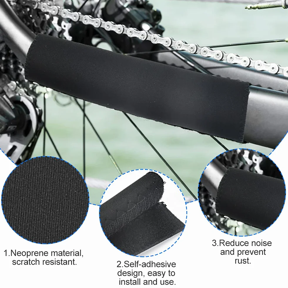Protecteurs de Cadre de Vélo Autocollants de Chaîne Noir Protection VTT 22x10.5cm 4 PCS