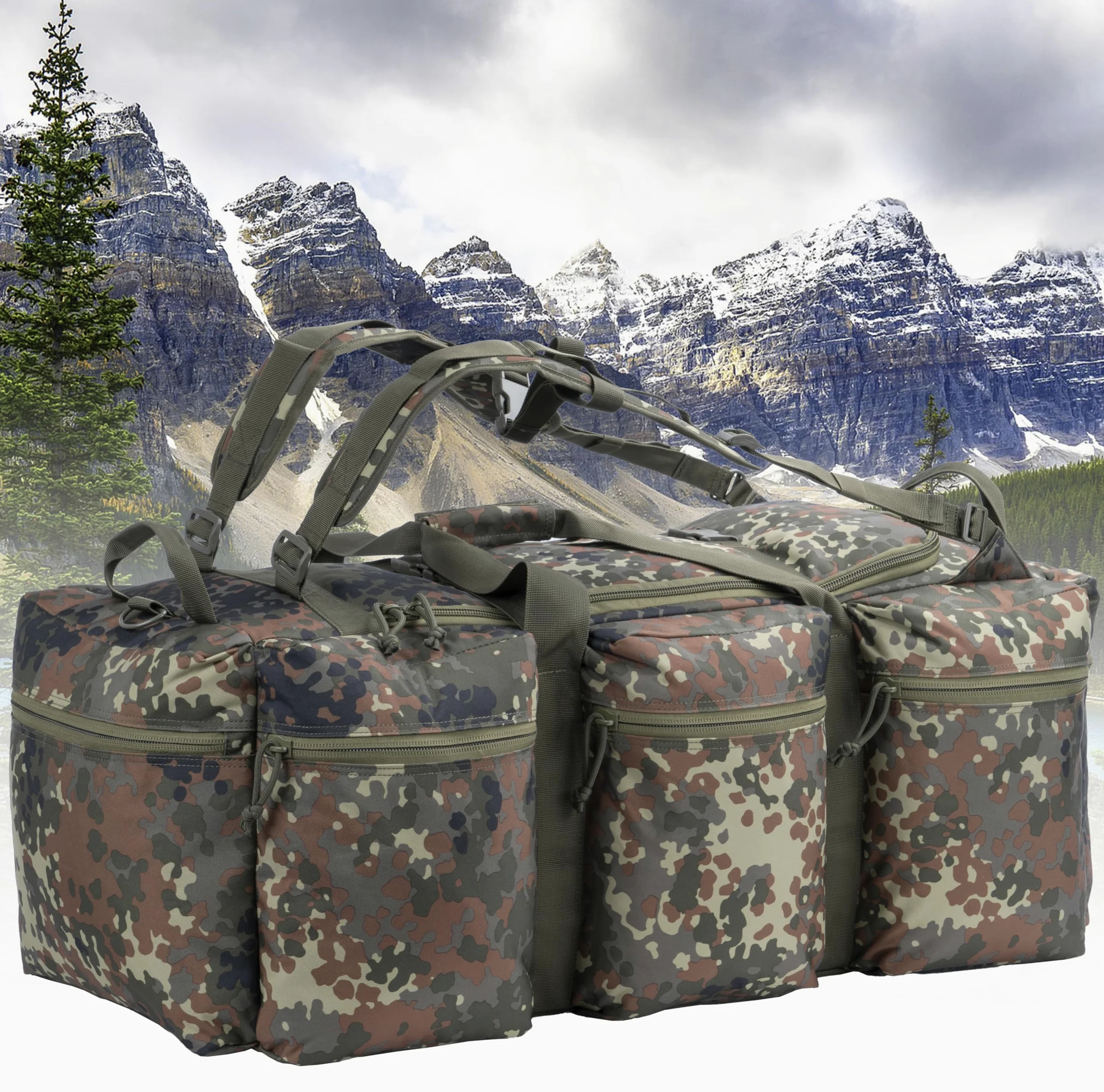 Grand Sac de Voyage Militaire Sac de Marin Style Militaire Sac d'équipement Tactique et de Sport avec, 100L